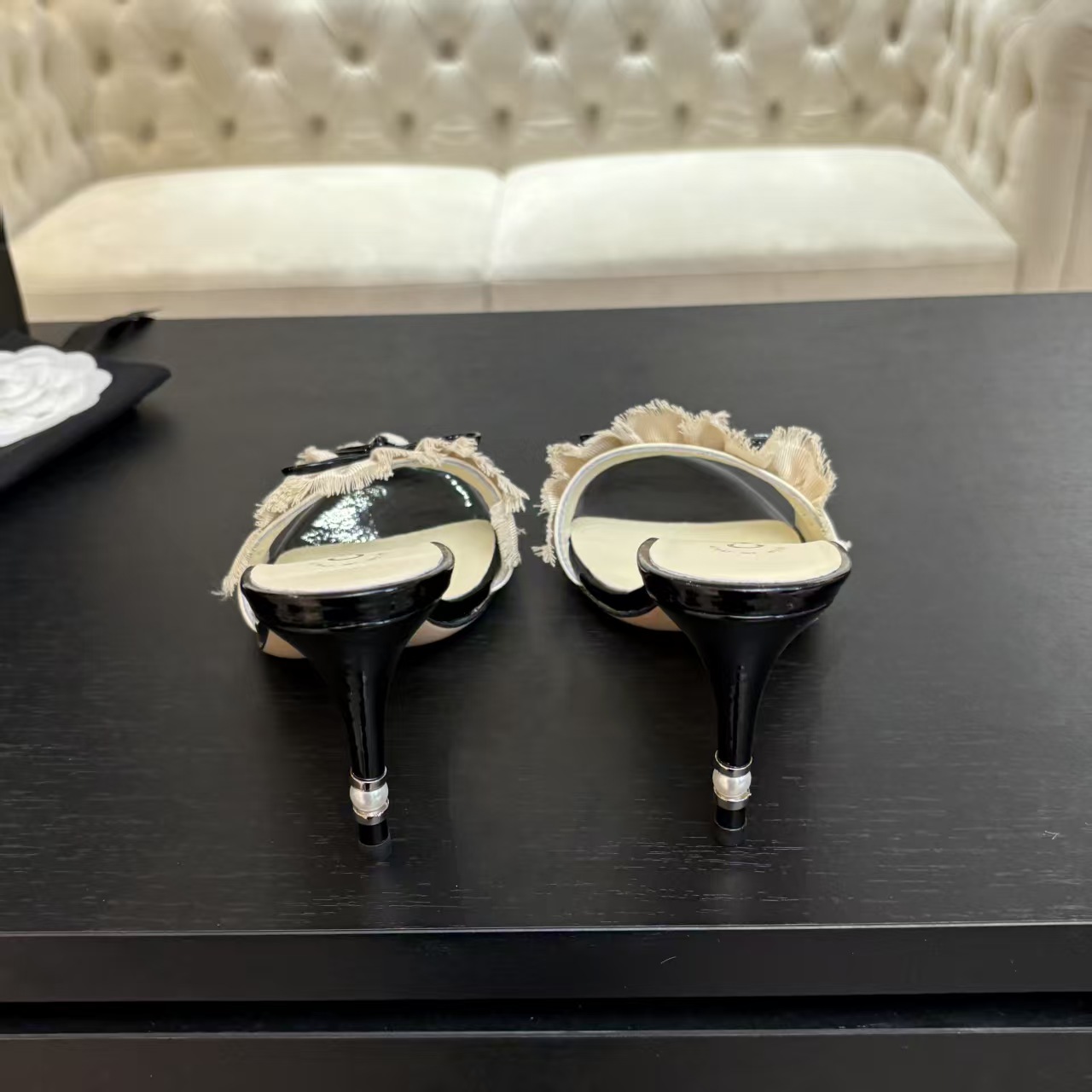Chanel Women's Lace Heeled Sandals with Bow Detail - Chic Summer Style 6 a1739689801730 0185