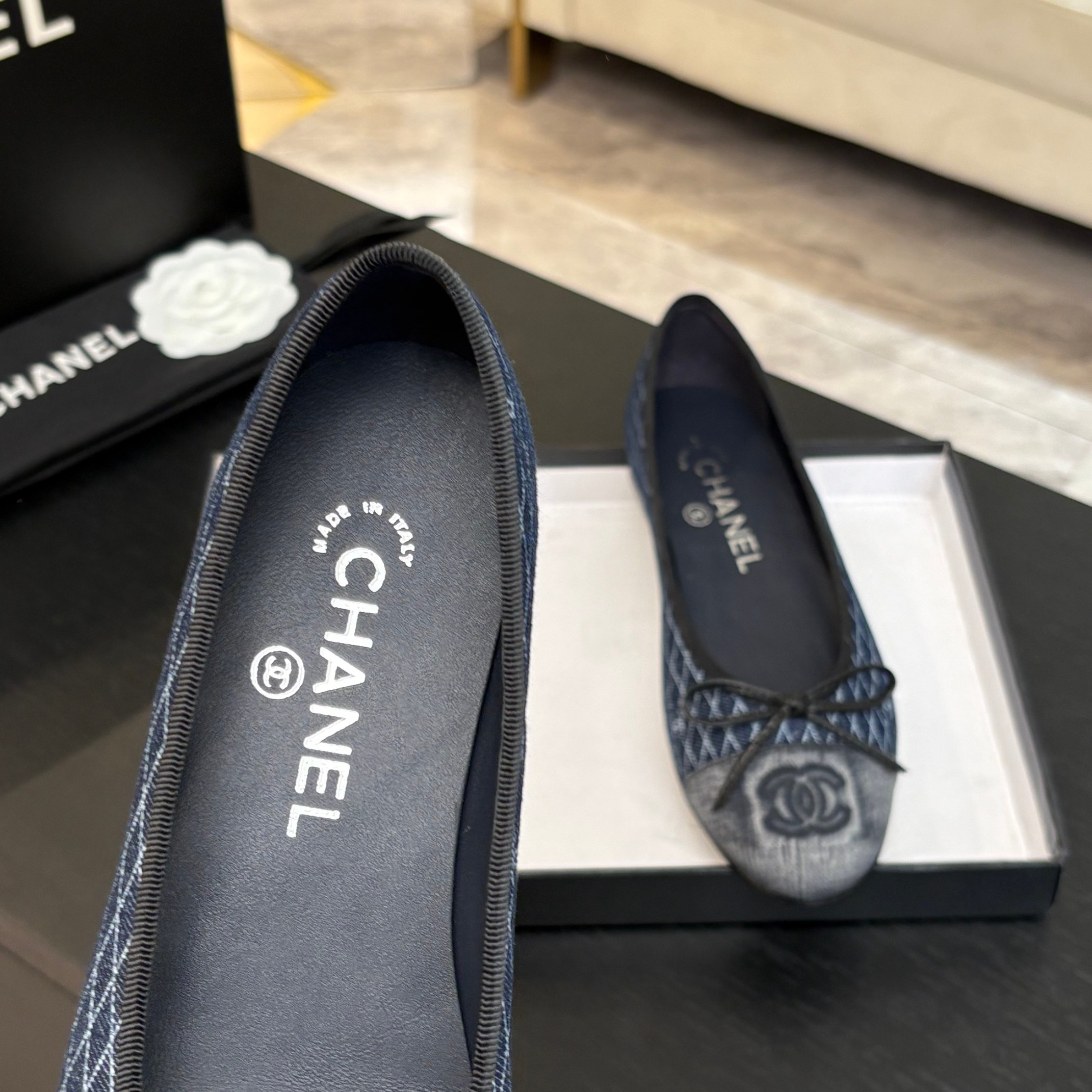 CHANEL Women's Denim Ballet Flats with CC Logo - Authentic Quality 10 a1742114054535 4357