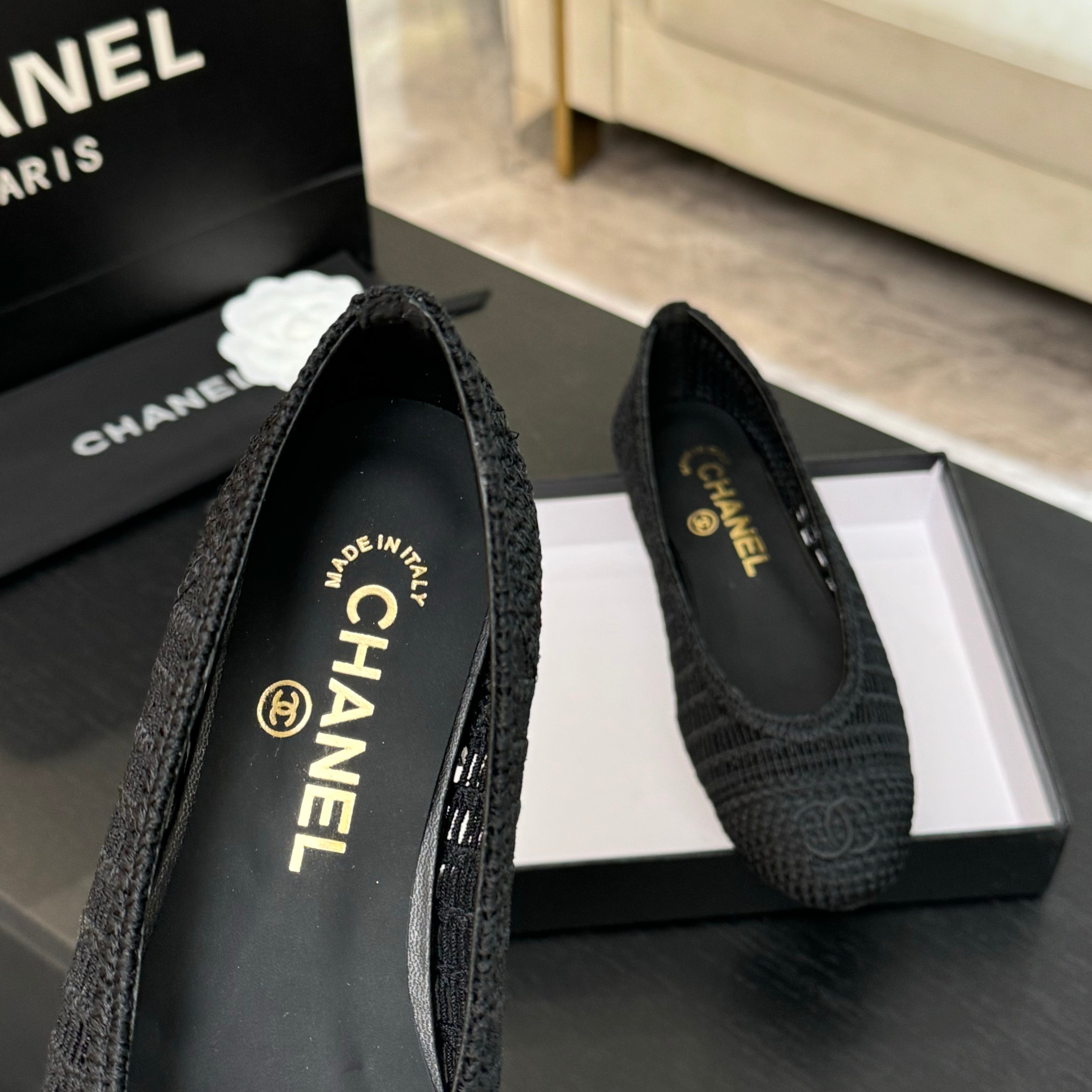 Chanel 25p Woven Black Ballet Flats - Elegant & Comfortable 5 a1742309873897 3788