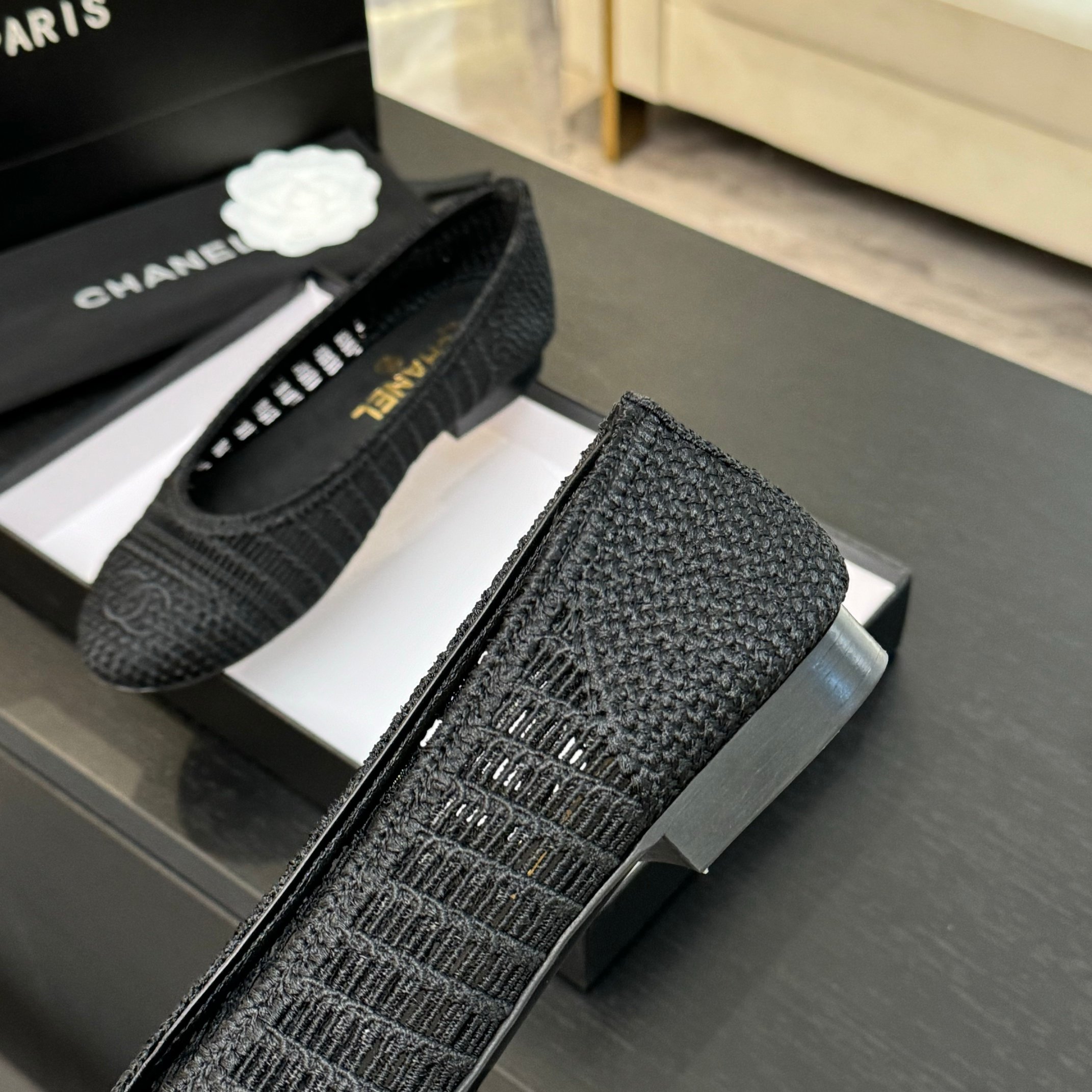 Chanel 25p Woven Black Ballet Flats - Elegant & Comfortable 6 a1742309873972 0880