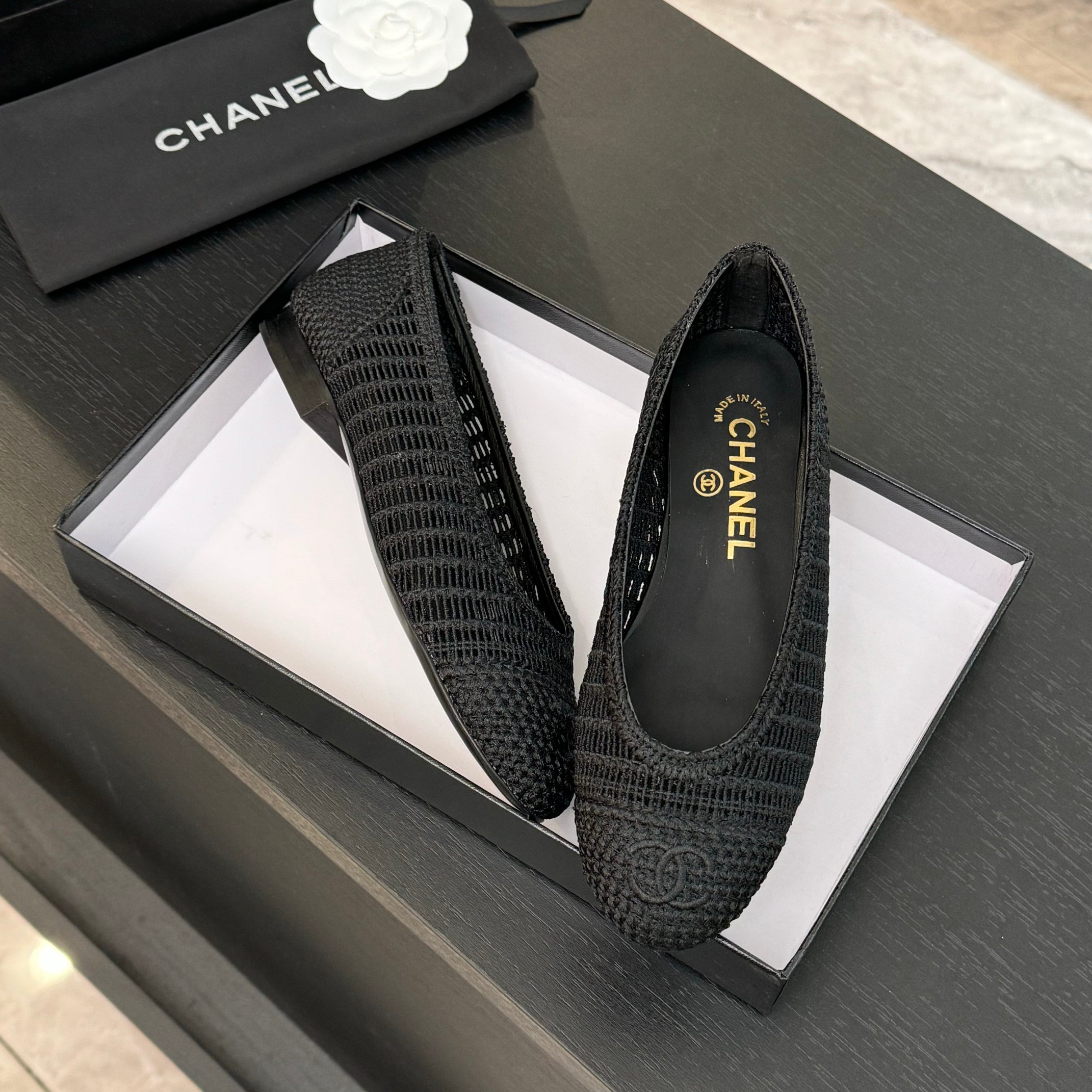 Chanel 25p Woven Black Ballet Flats - Elegant & Comfortable 10 a1742309876036 5571
