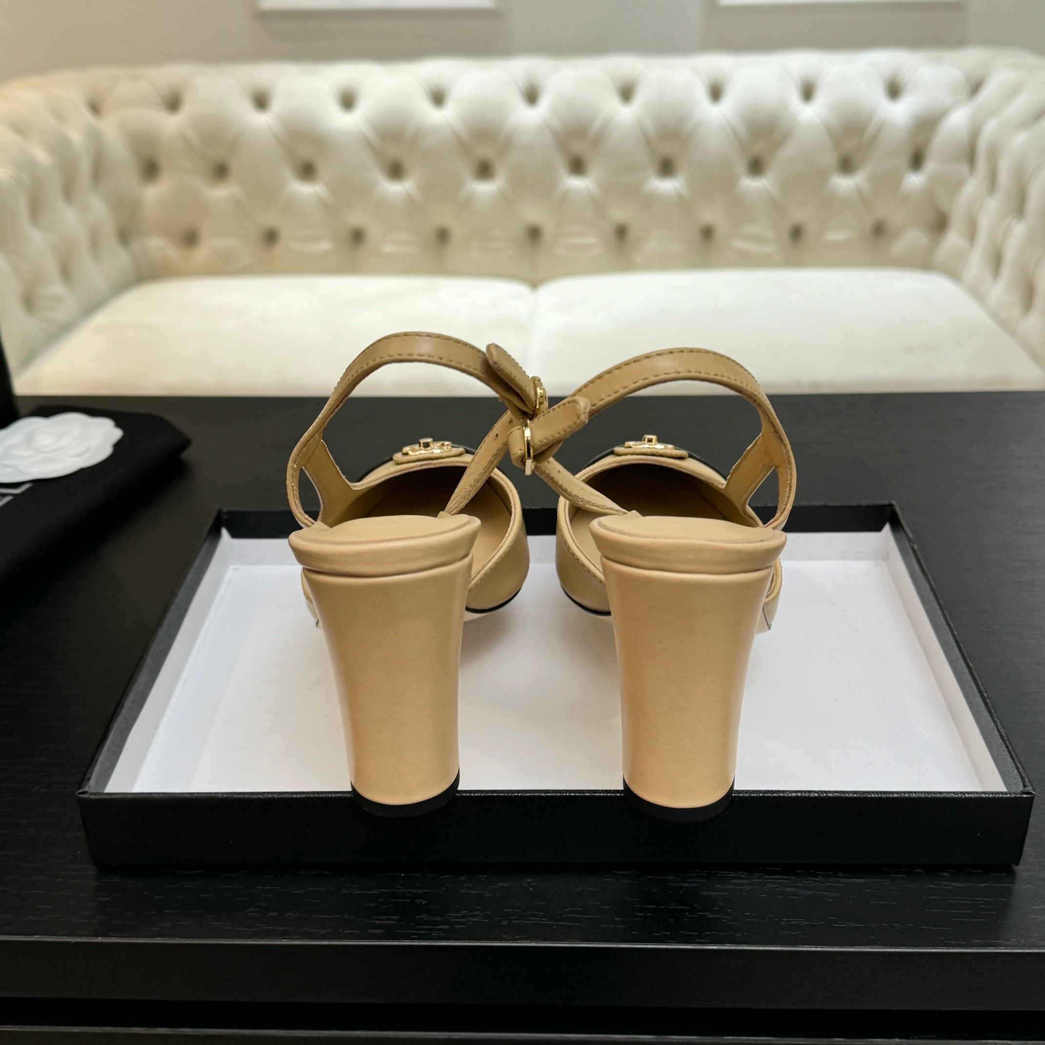 Chanel Two-Tone Slingback Heel, Lambskin Leather, Block Heel 9 a1742809278770 7320