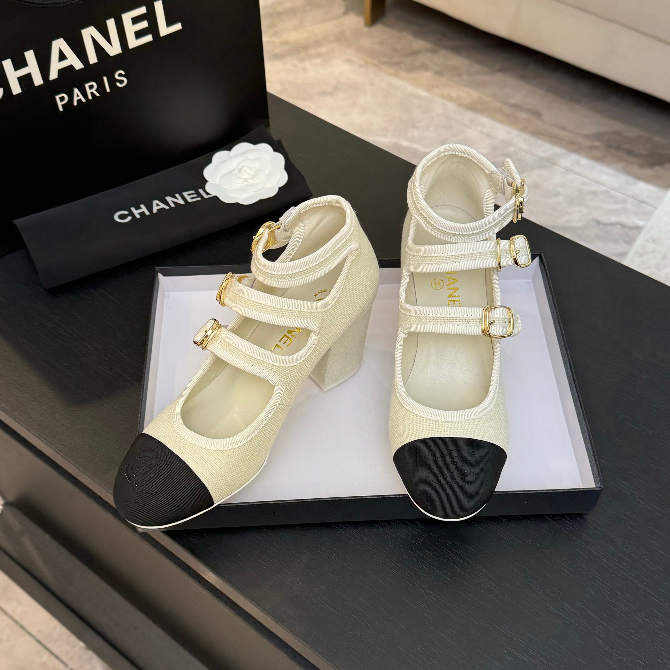 Chanel Mary Jane Block Heel Pumps with Double C Buckle and T-strap 5 a1742983242104 2543