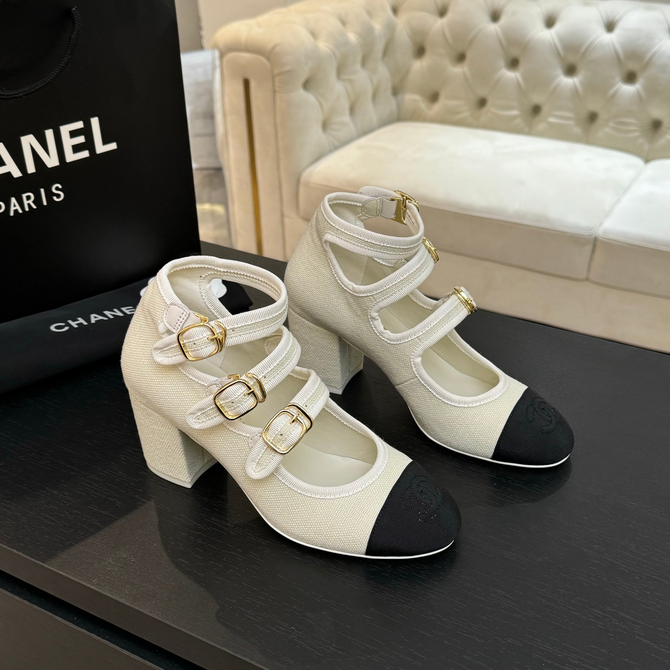 Chanel Mary Jane Block Heel Pumps with Double C Buckle and T-strap 2 a1742983242171 6288