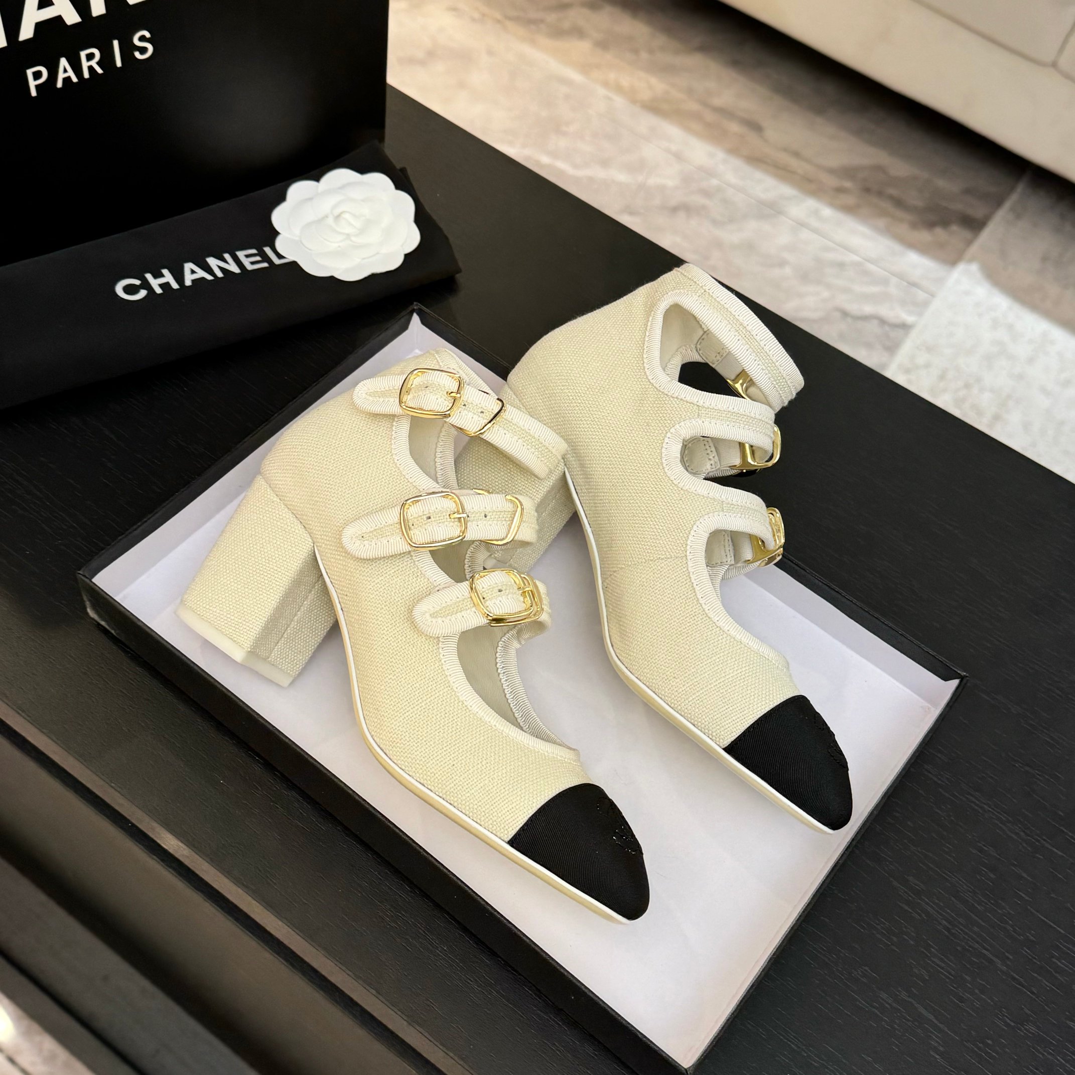 Chanel Mary Jane Block Heel Pumps with Double C Buckle and T-strap 3 a1742983249299 0635