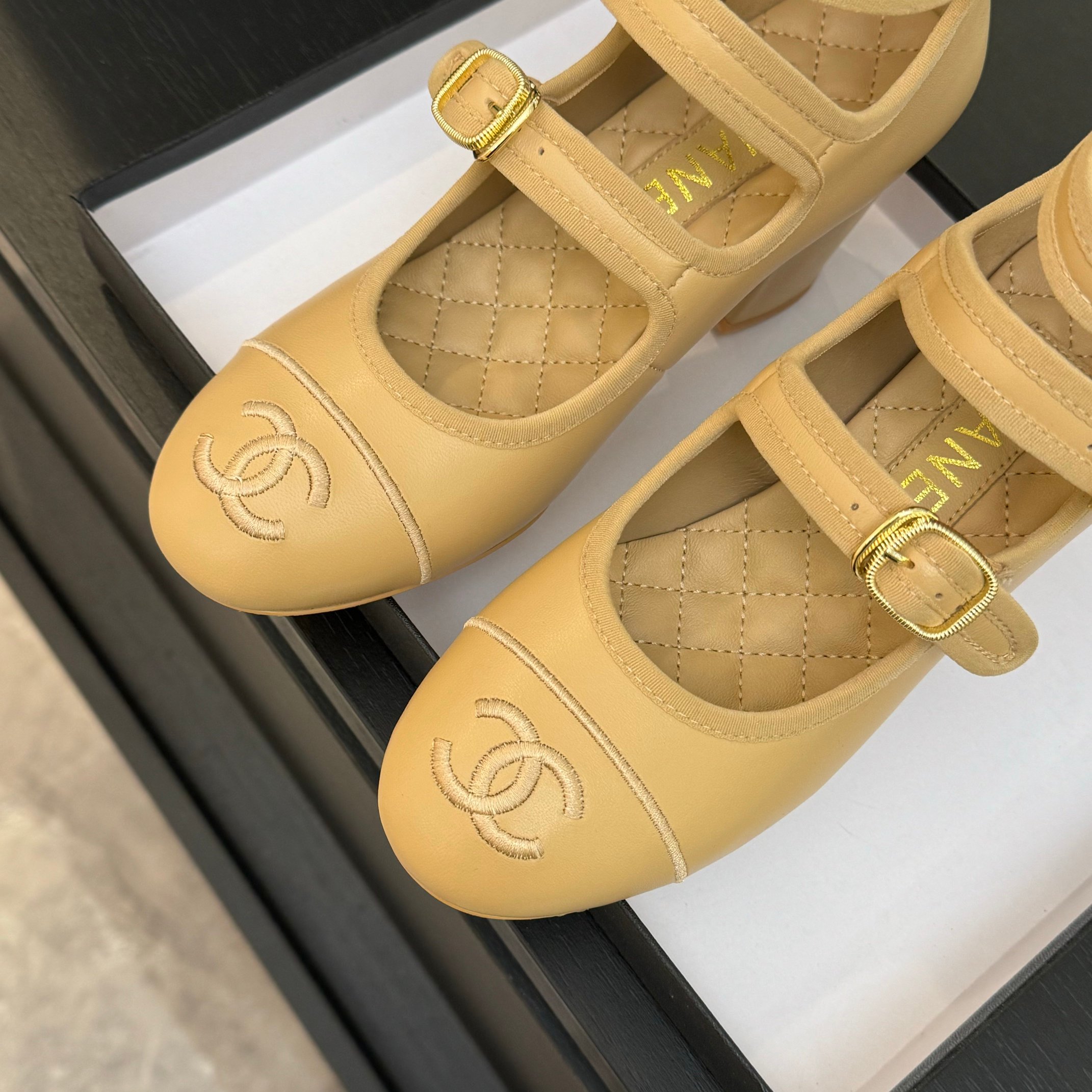 Chanel Mary Jane Beige Leather Block Heel Pumps with Double CC Buckle 9 a1742983274691 7183