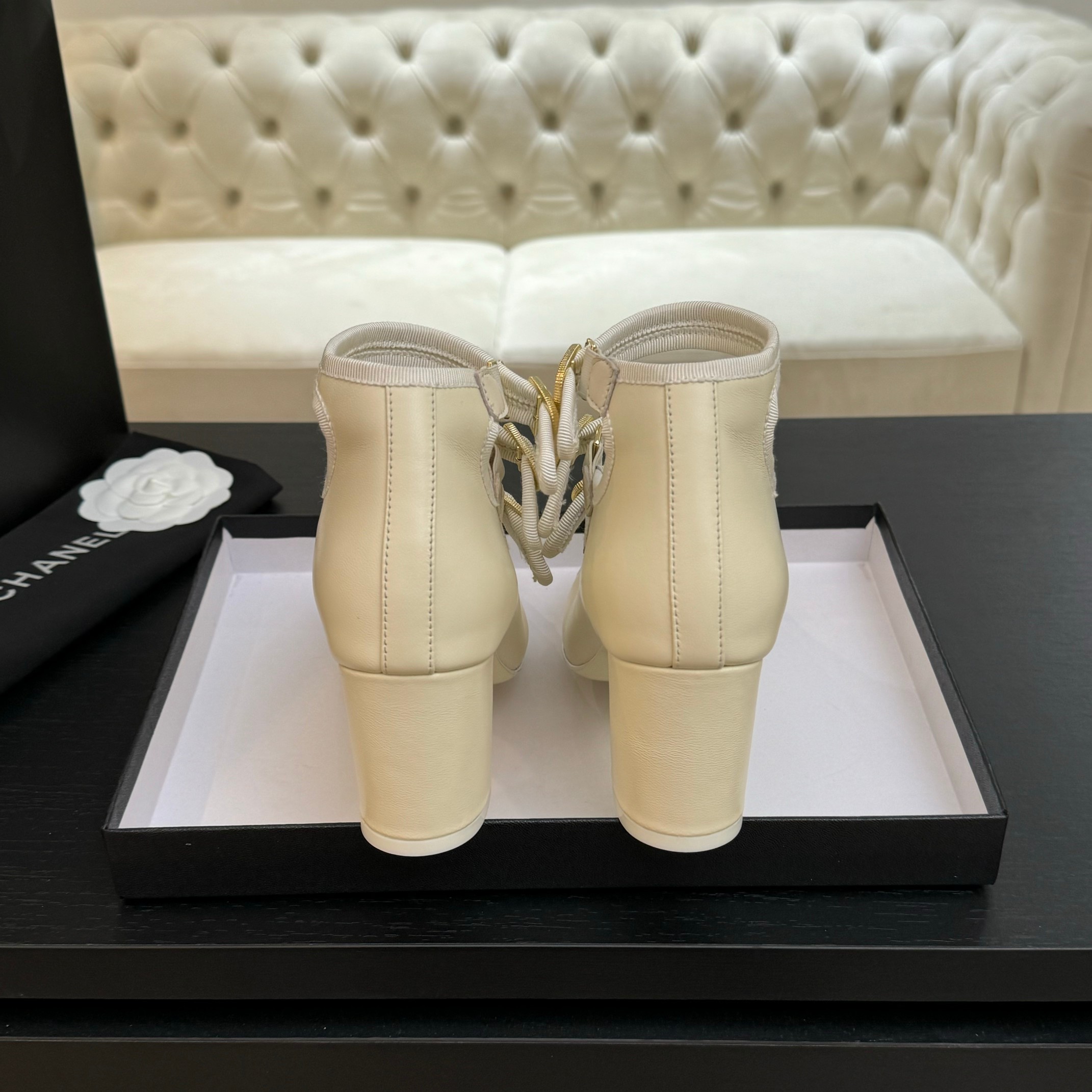 Chanel Mary Jane Shoes with Double C Buckle, Round Toe, Cream Leather 8 a1742983311348 5065