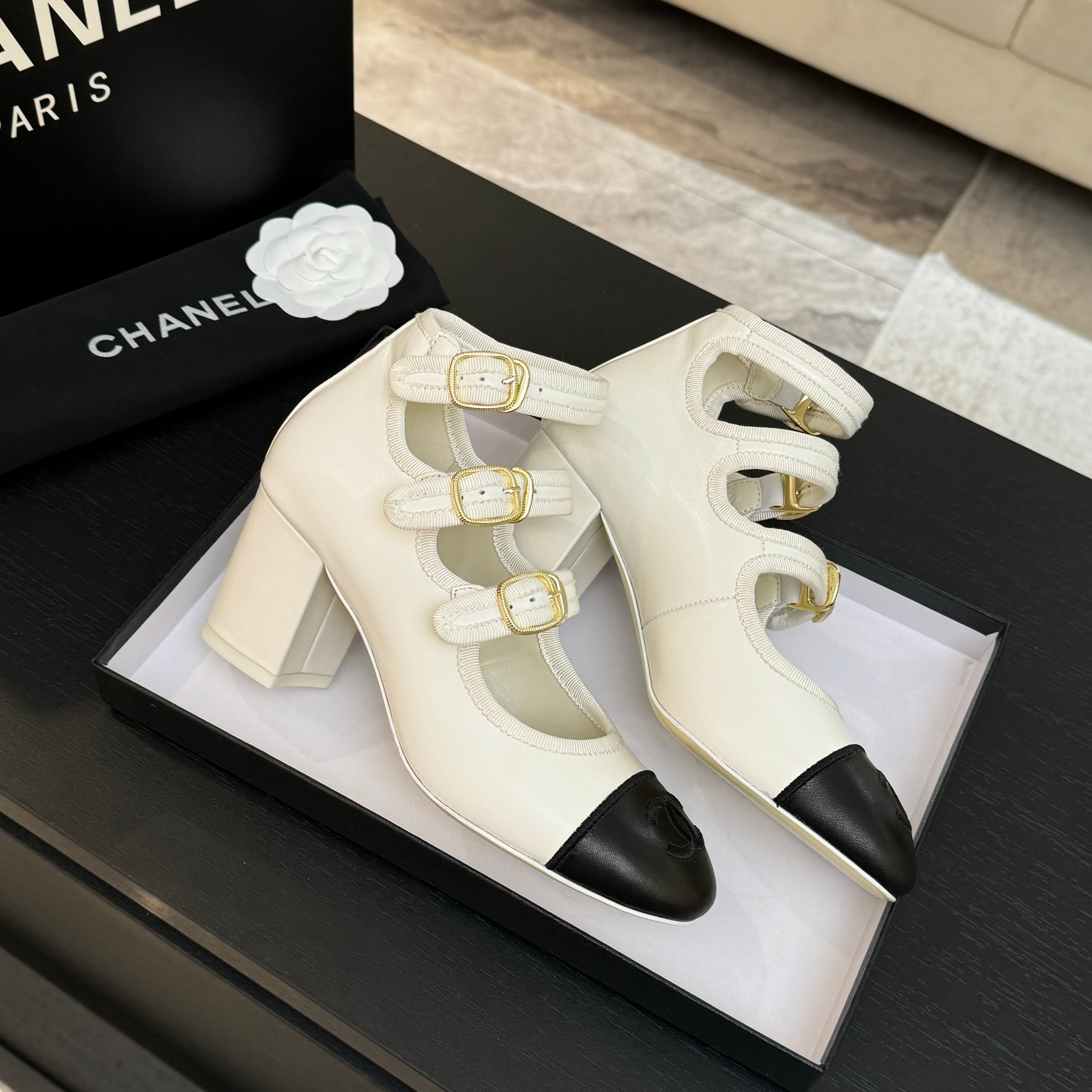 Chanel Mary Jane Round Toe Heel with Double CC Buckle, T-Strap 2 a1742983340330 8012