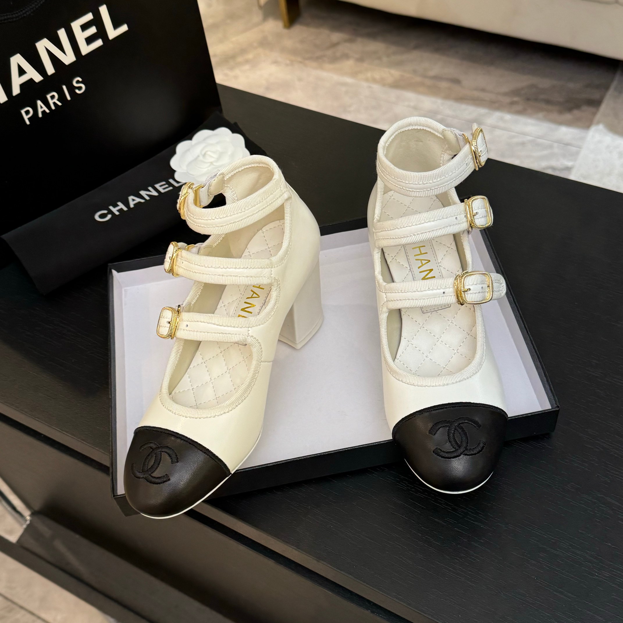 Chanel Mary Jane Round Toe Heel with Double CC Buckle, T-Strap 10 a1742983340459 7117