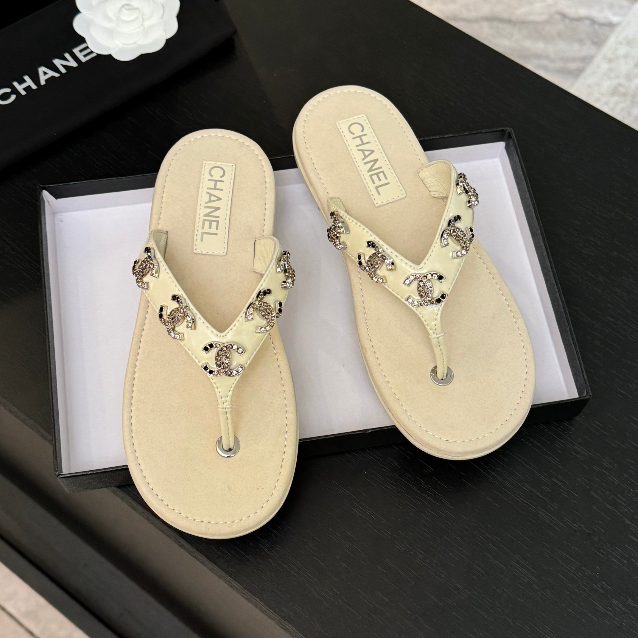 Chanel Women's Lambskin Leather Thong Sandals with CC Embellishments 2 a1744187481249 1223