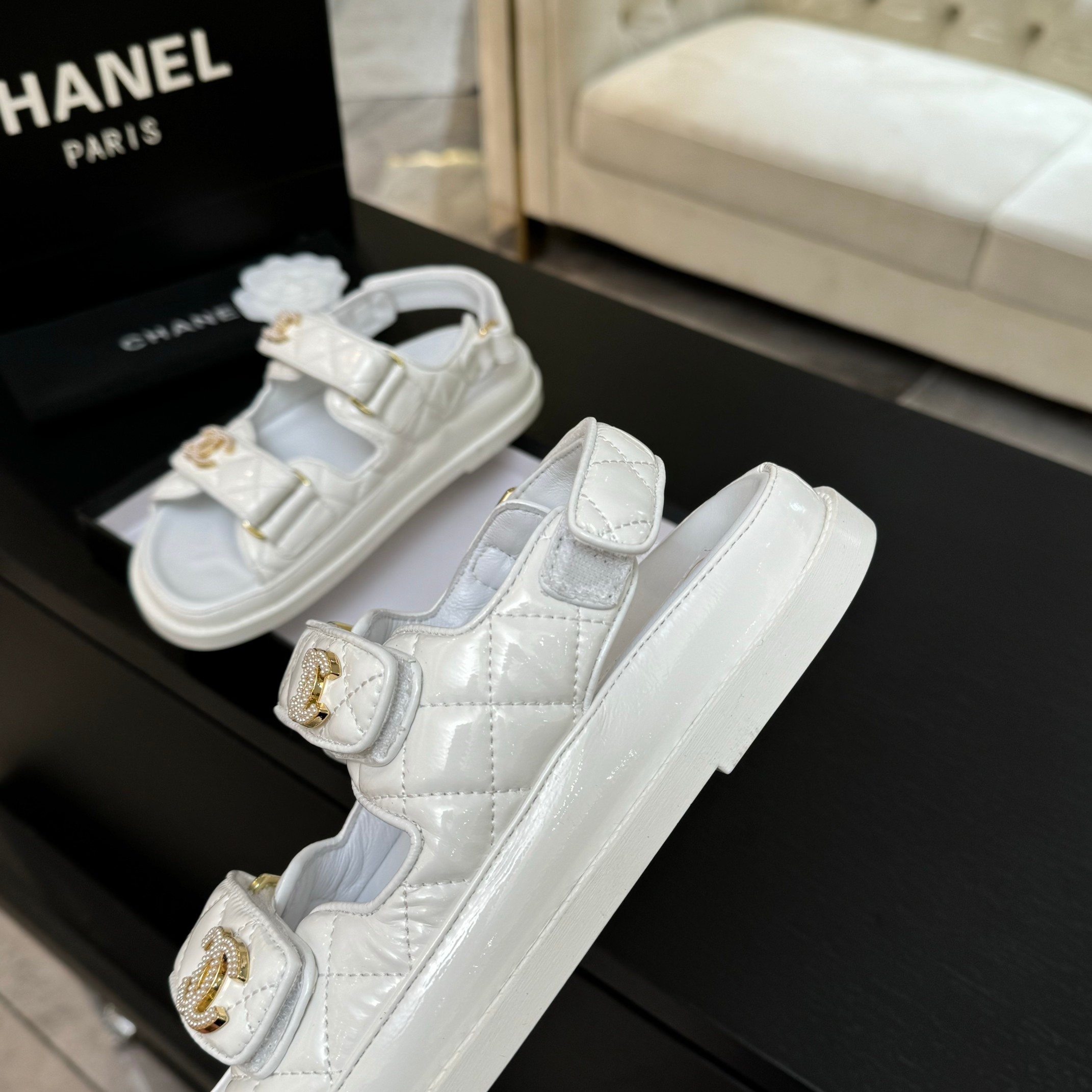 Chanel Women's Lambskin Leather White Sandals, 2025 Spring/Summer New Collection 10 a1744187804776 7242