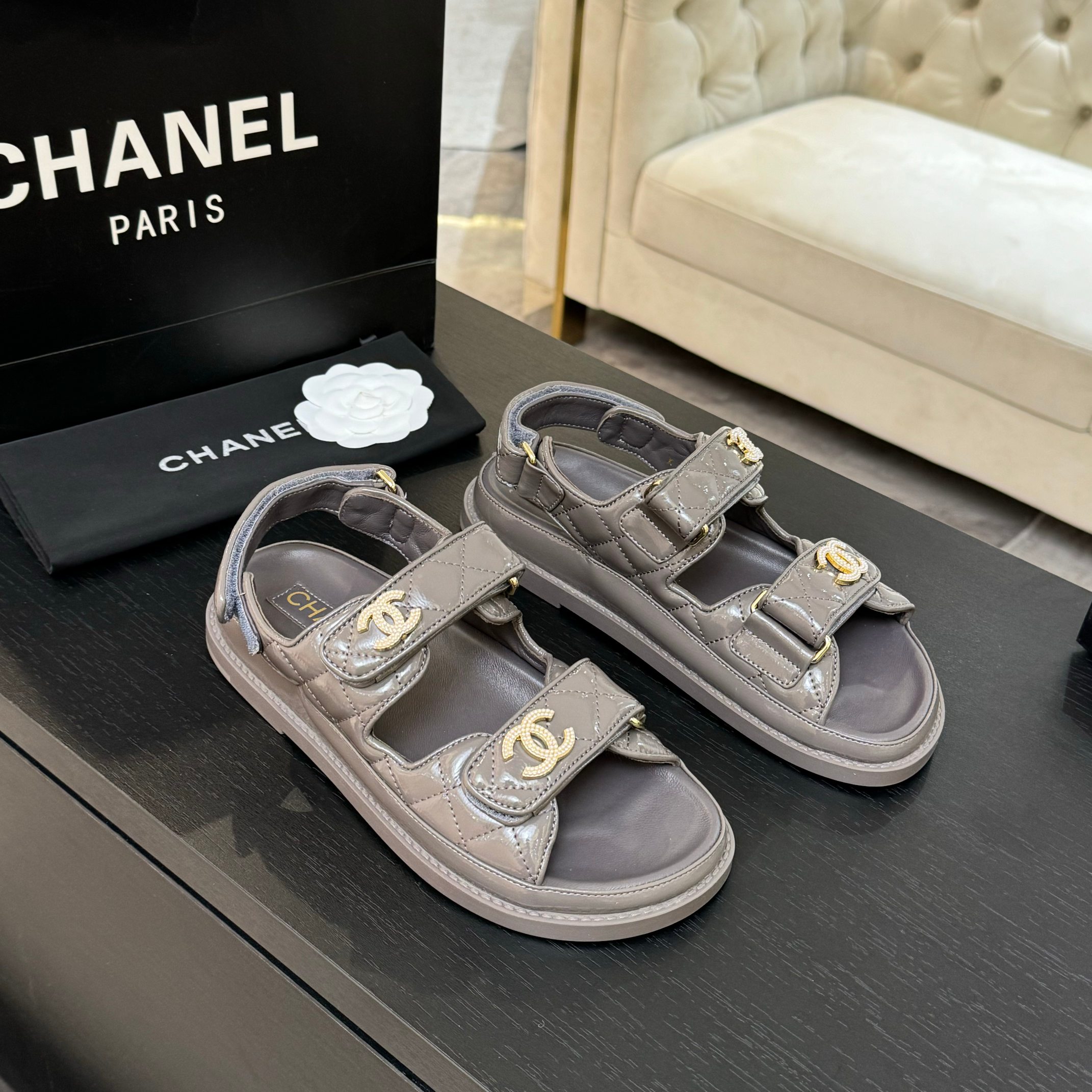 Chanel Women's Lambskin Touch Strap Sandals Comfortable Beach Shoes 3 a1744187822715 8443
