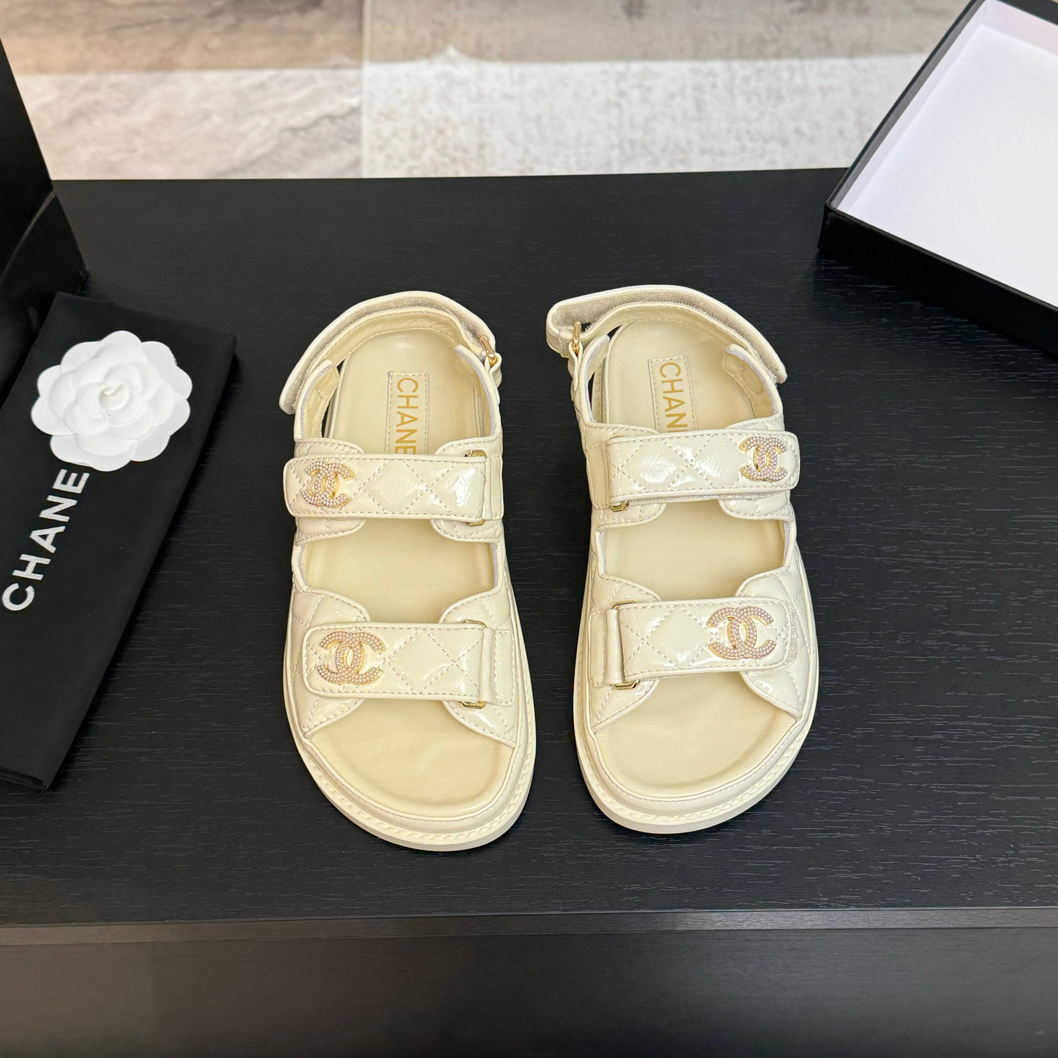 Elegant Beach Sandals with Velcro Straps Designer Sandals for Women