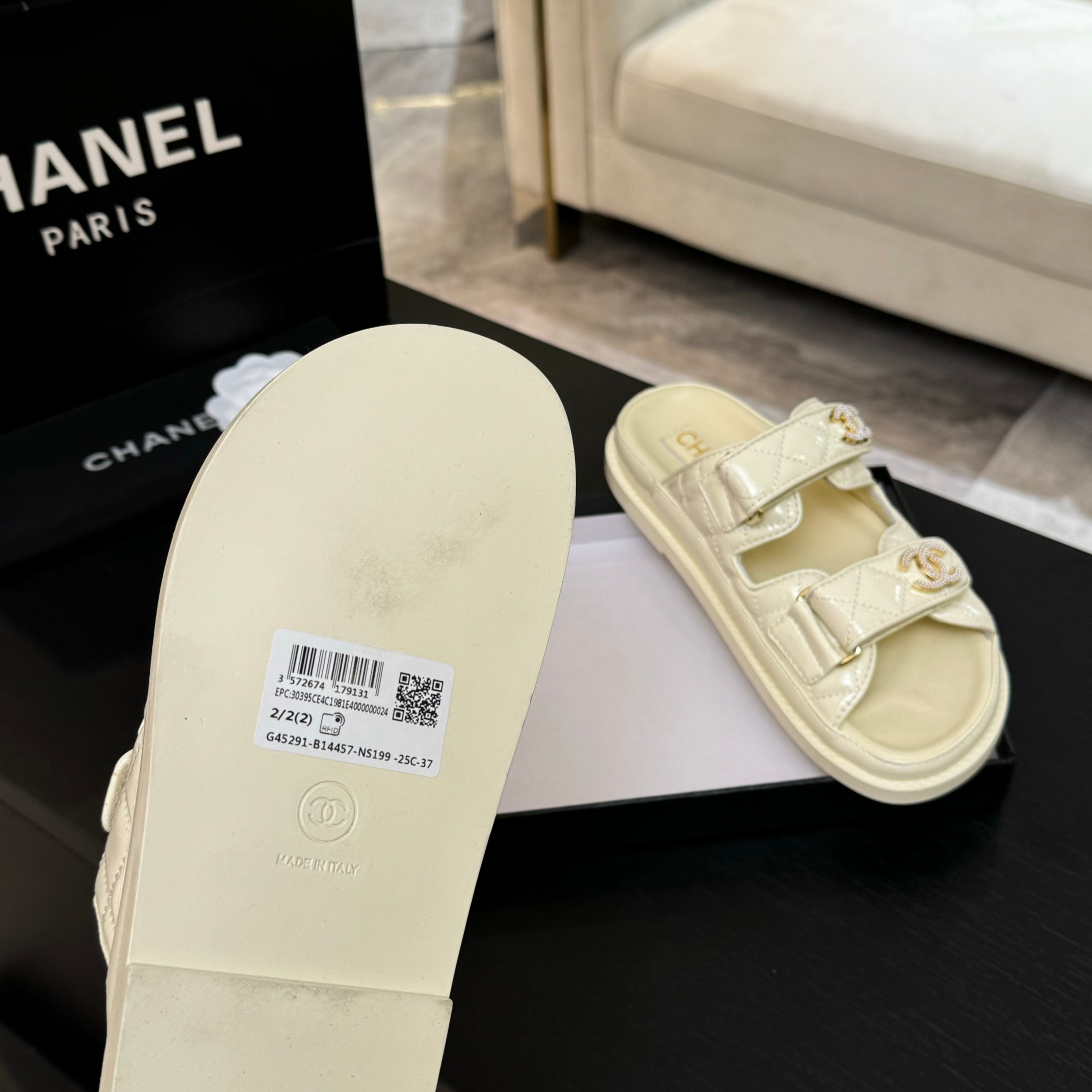 Chanel Women's Velcro Beach Sandals Lambskin Leather - New Color Series 6 a1744187952347 8122