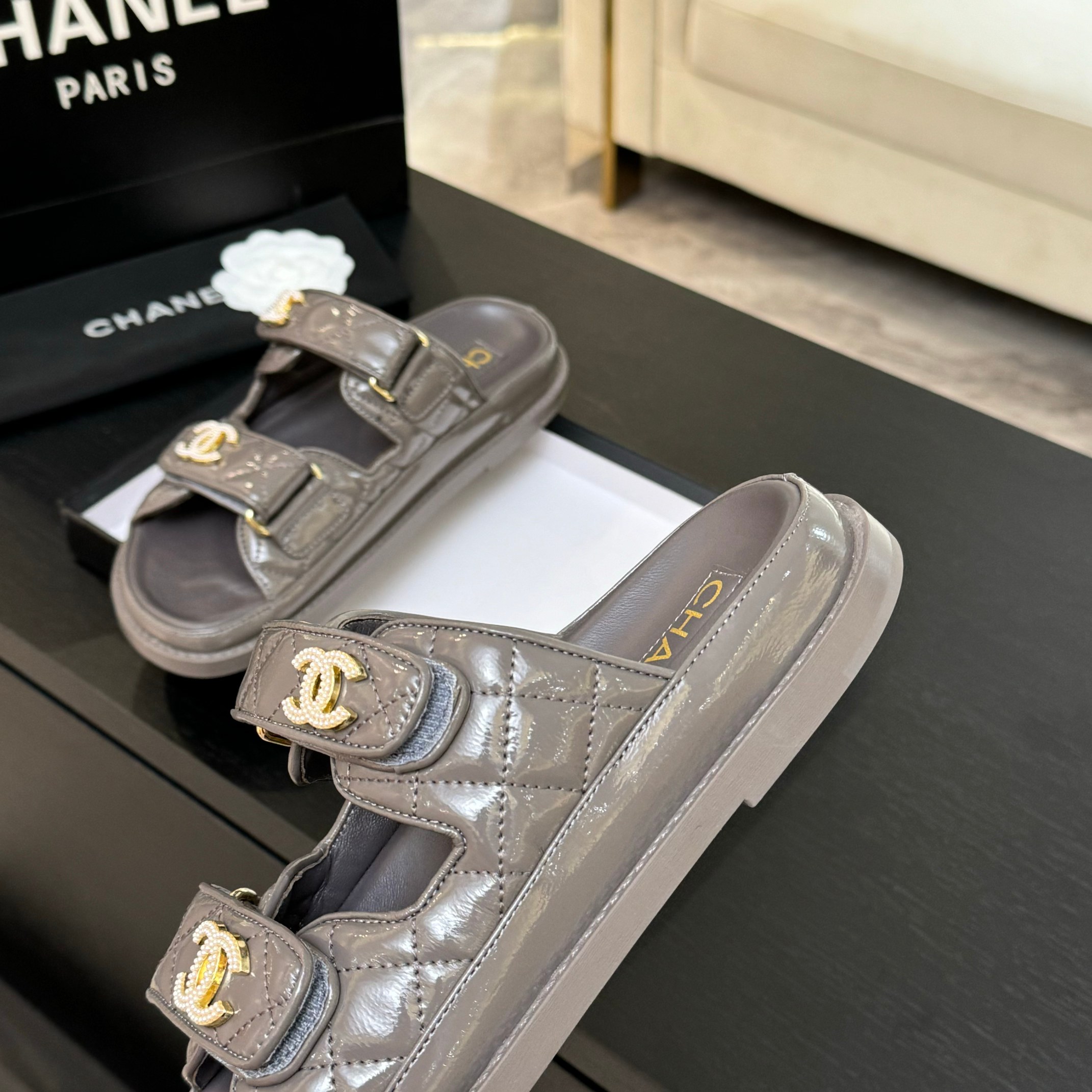 Chanel Women's Velcro Strap Lambskin Sandals - New Color Series 5 a1744187971455 1303