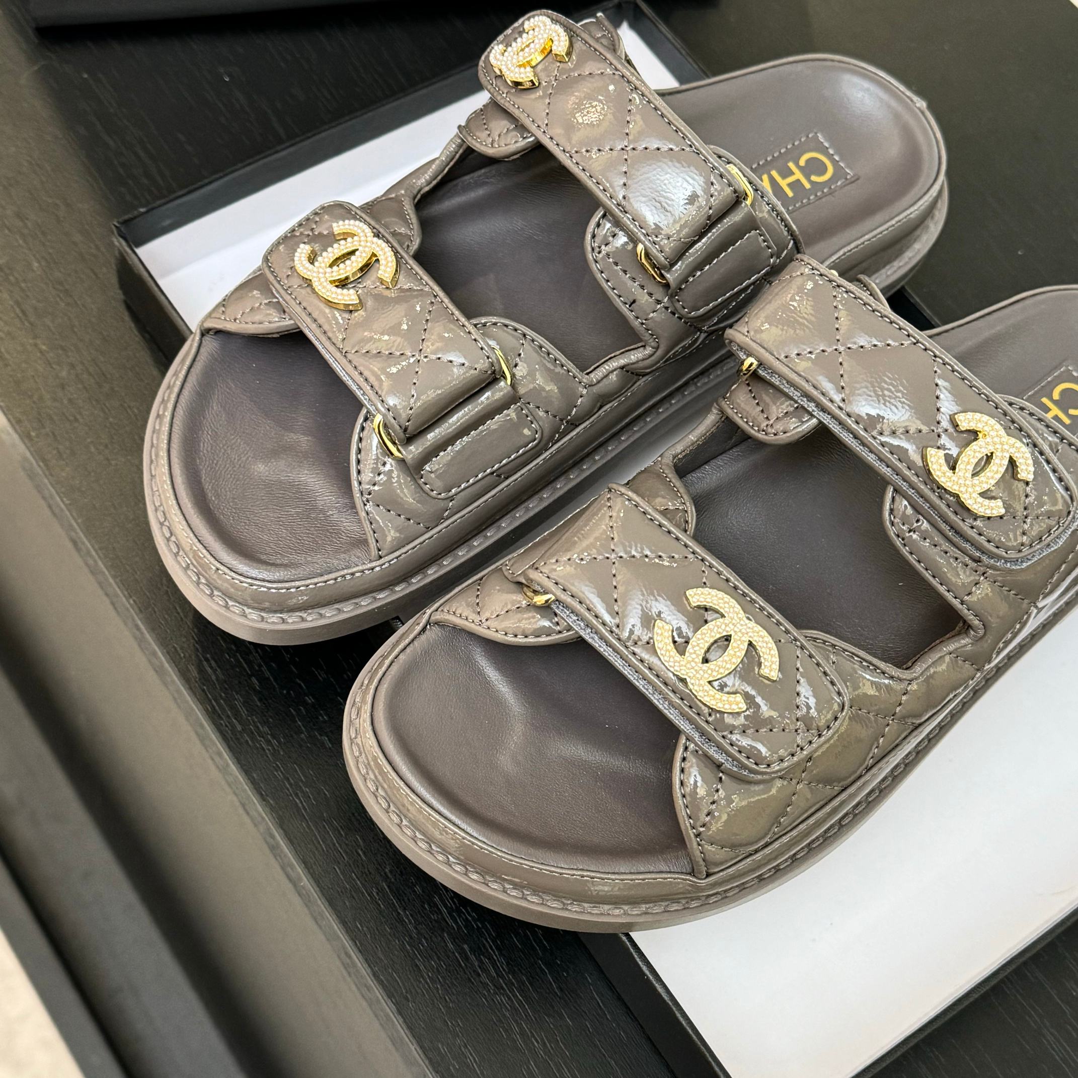 Chanel Women's Velcro Strap Lambskin Sandals - New Color Series 4 a1744187971825 8528