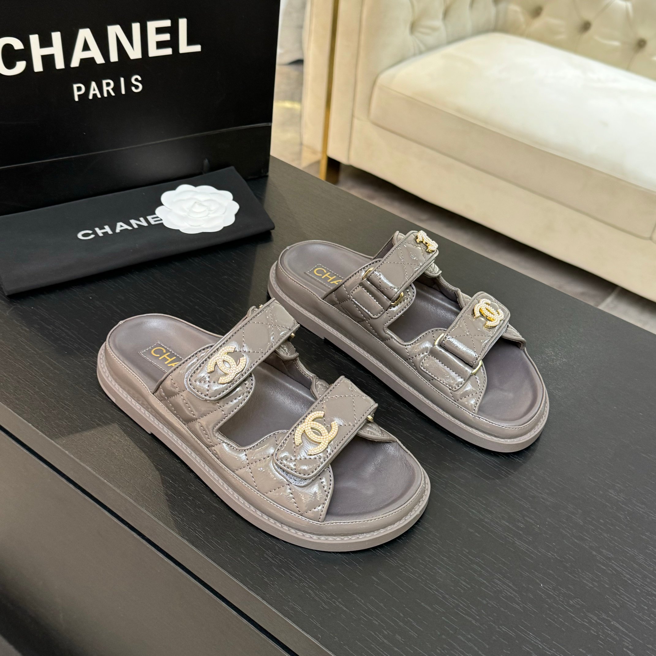 Chanel Women's Velcro Strap Lambskin Sandals - New Color Series 2 a1744187971970 1205