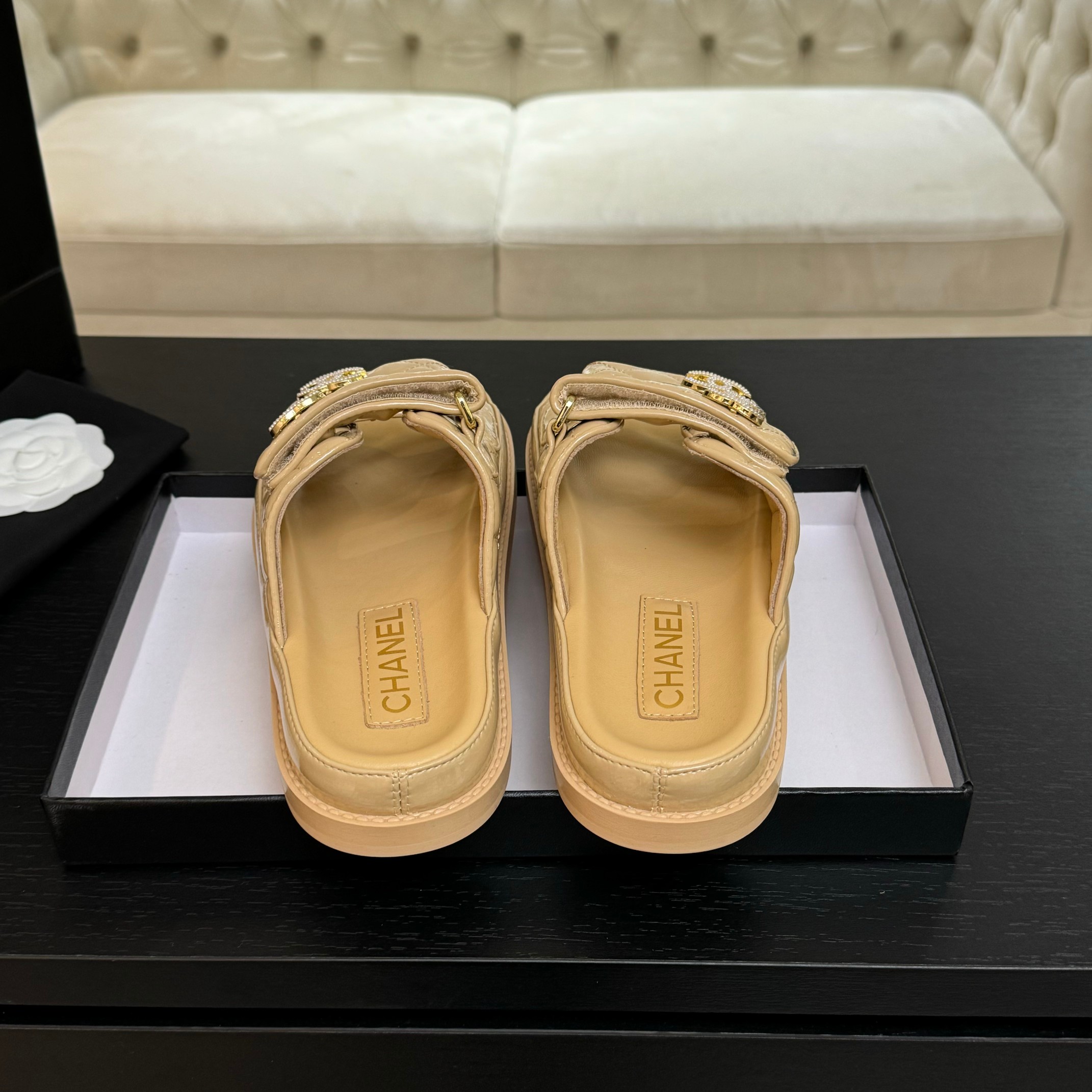 Chanel Women's Beige Lambskin Velcro Sandals, Size 35-39, 2025 Spring/Summer 10 a1744188021297 5527