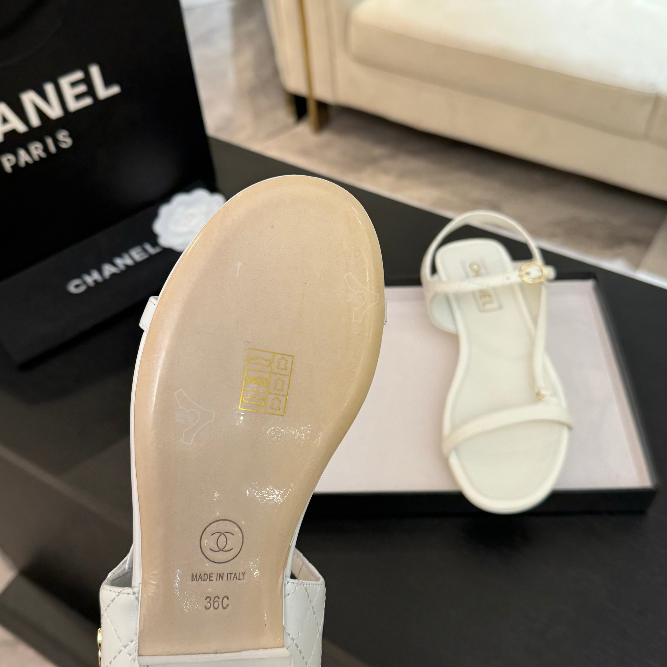 Elegant Chanel-Inspired Flat Sandals with Quilted Design and Double C Logo 9 a1744275905324 0045