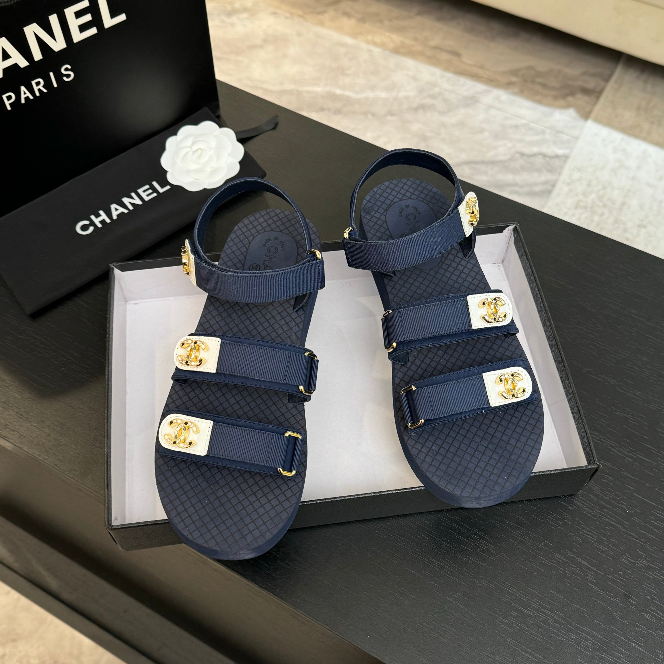 Chanel 25P Spring/Summer Rhinestone CC Beach Velcro Sandals - Summer Essential 7 a1744276069219 6634