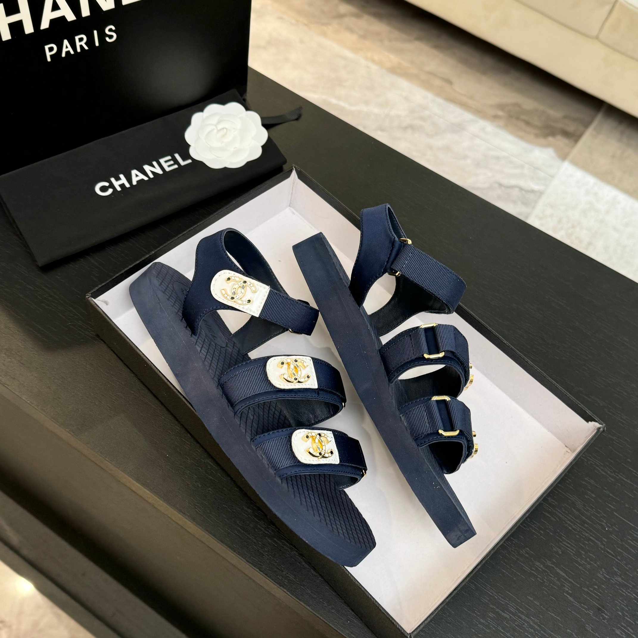Chanel 25P Spring/Summer Rhinestone CC Beach Velcro Sandals - Summer Essential 5 a1744276084522 2108