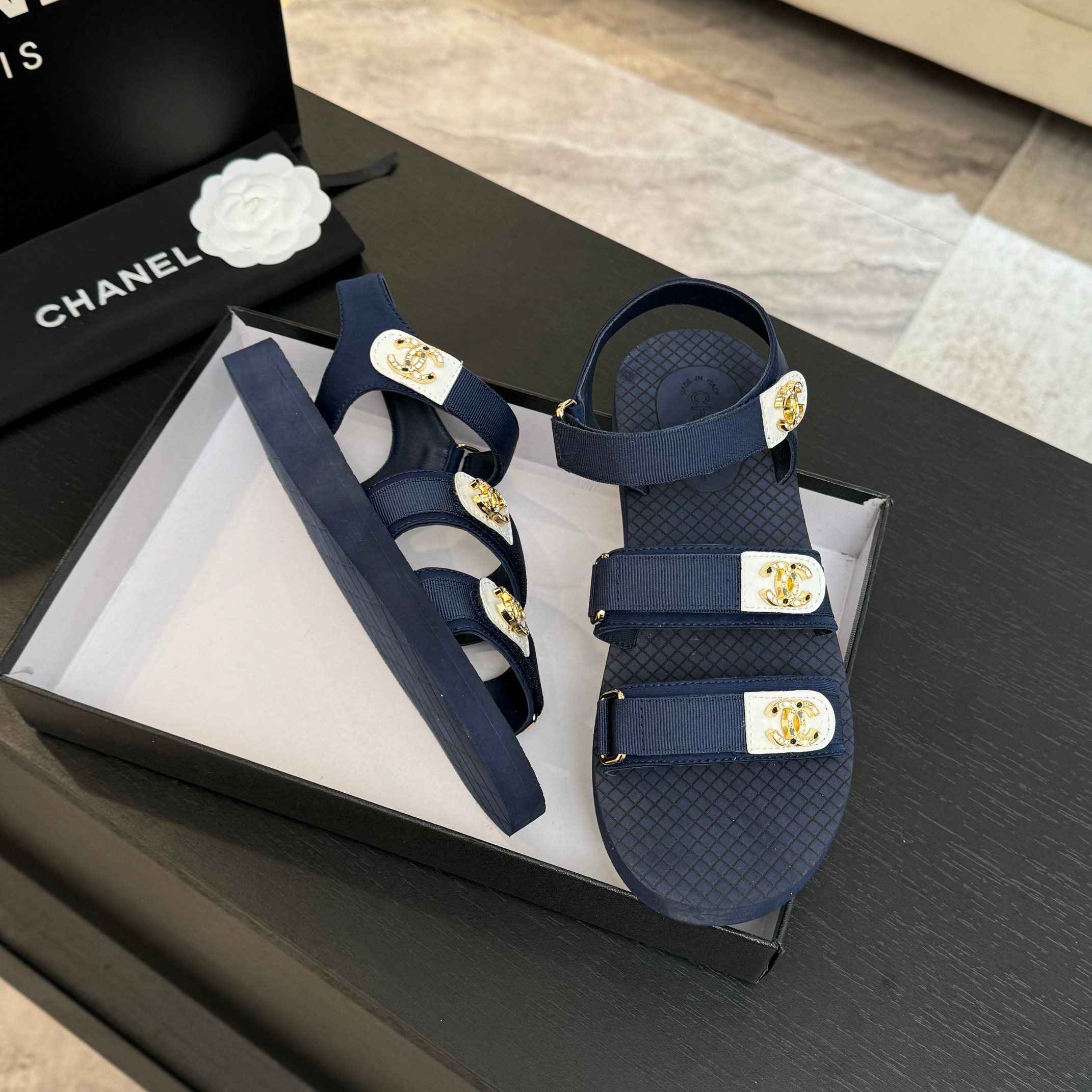 Chanel 25P Spring/Summer Rhinestone CC Beach Velcro Sandals - Summer Essential 4 a1744276084543 0008