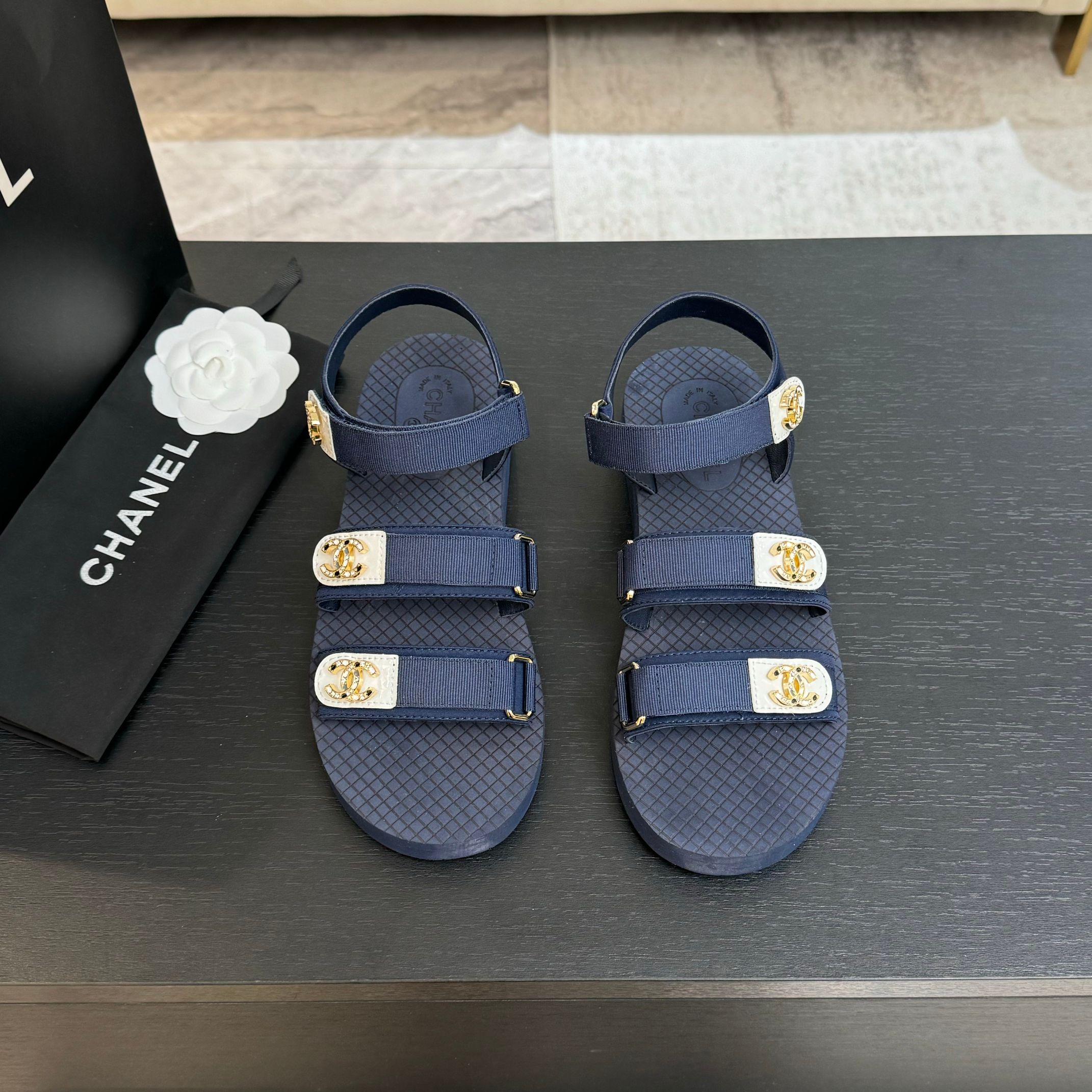 Chanel 25P Spring/Summer Rhinestone CC Beach Velcro Sandals - Summer Essential 3 a1744276084762 6505