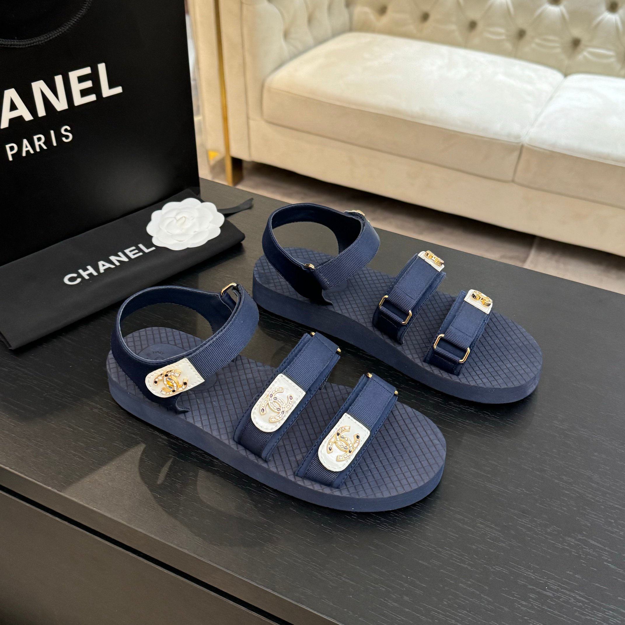 Chanel 25P Spring/Summer Rhinestone CC Beach Velcro Sandals - Summer Essential 2 a1744276084962 7736