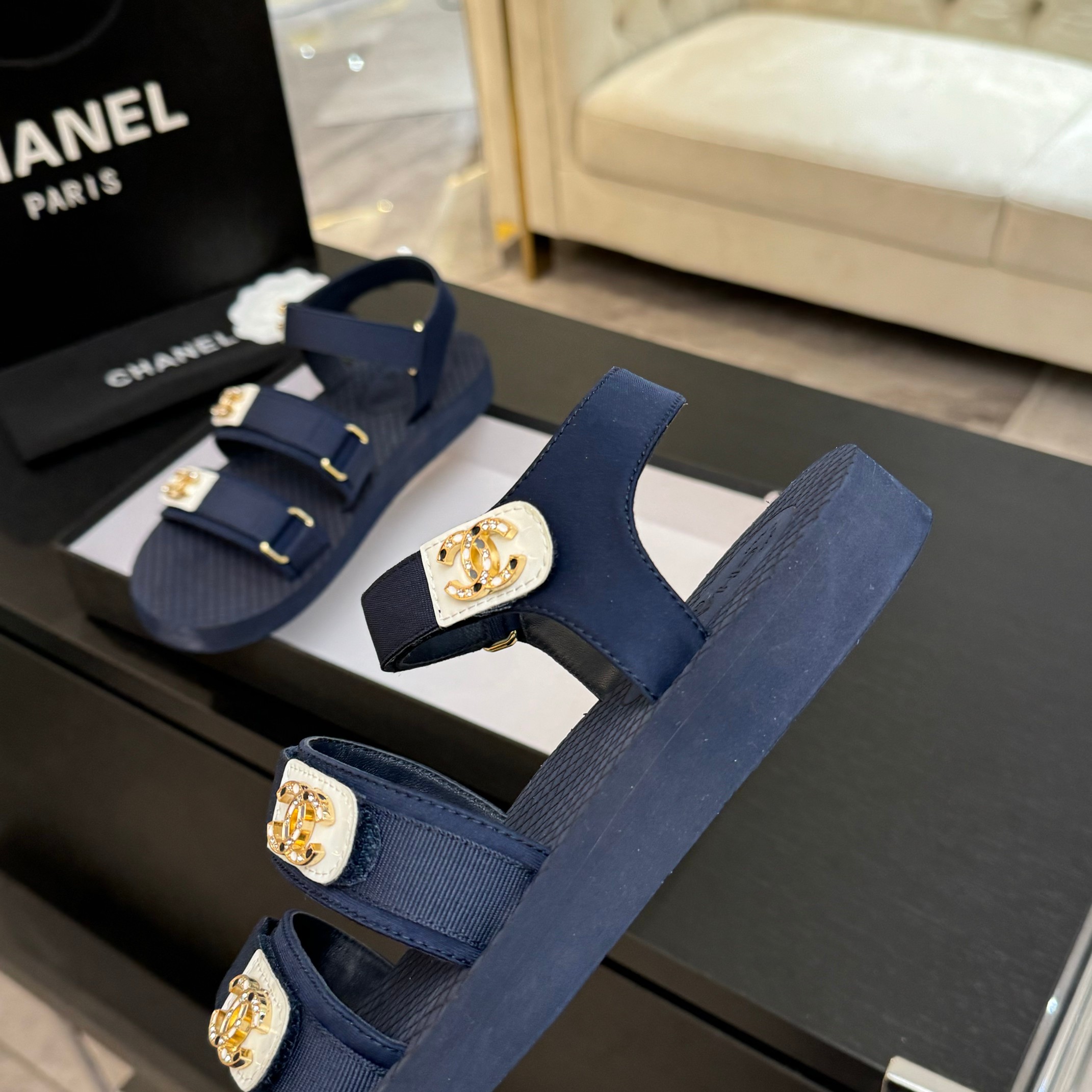 Chanel 25P Spring/Summer Rhinestone CC Beach Velcro Sandals - Summer Essential 9 a1744276089057 3324