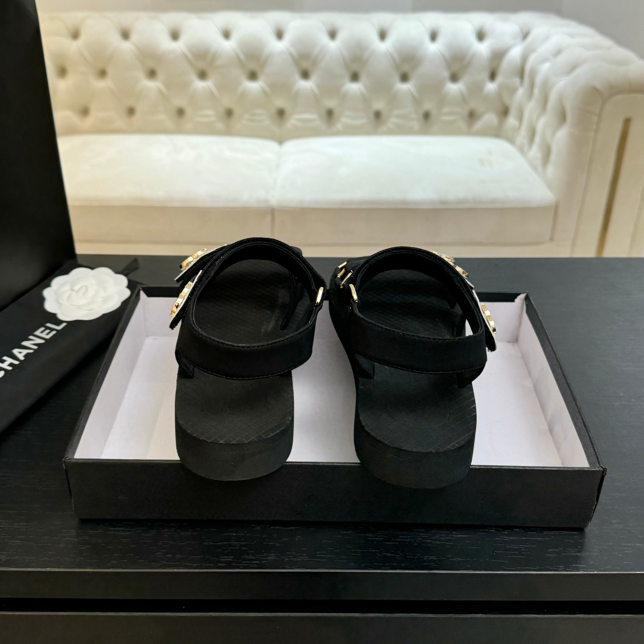 Chanel 25P Spring/Summer Rhinestone CC Beach Velcro Sandals - Lightweight Comfort 10 a1744276103662 5782