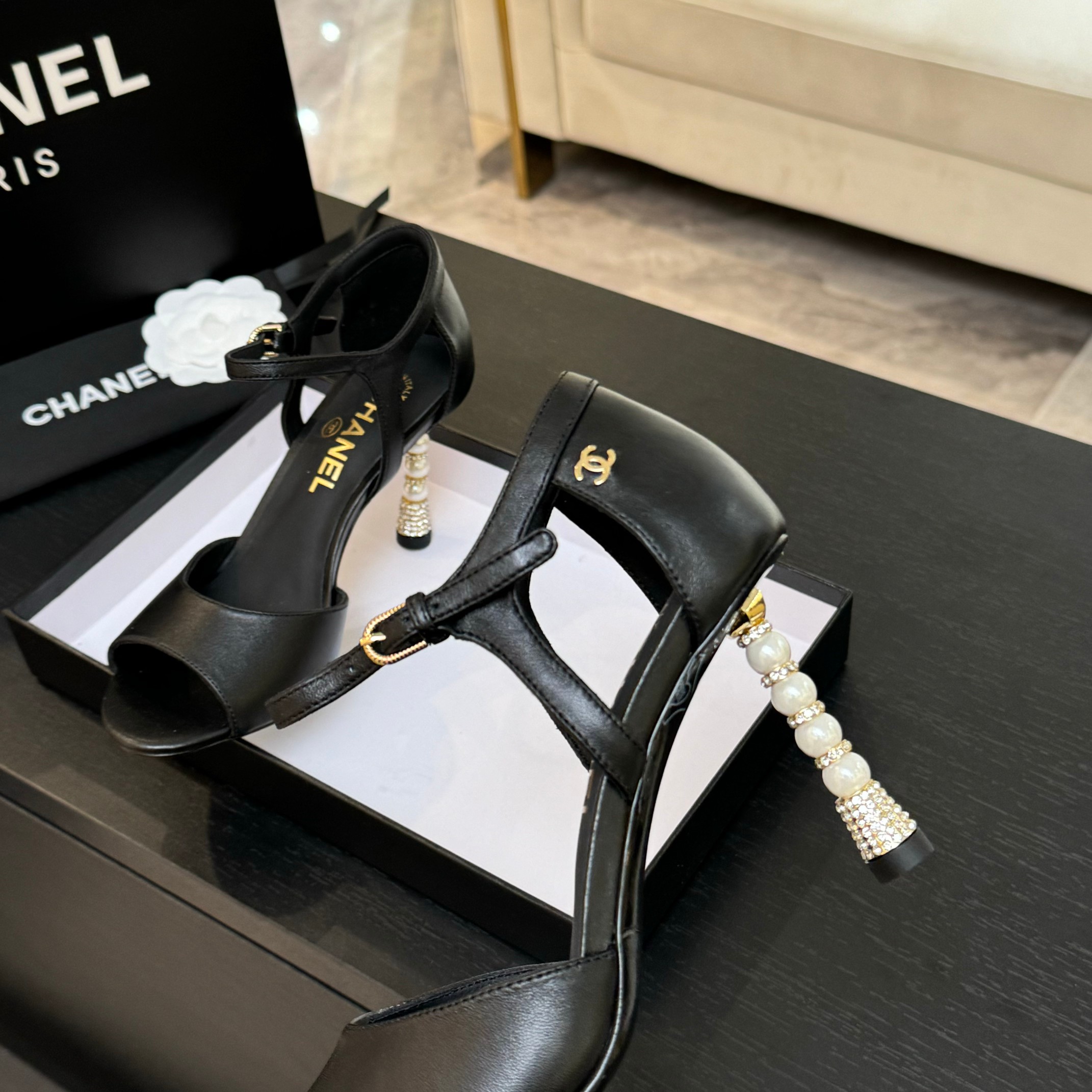 Chanel Pearl Heel Leather Sandals, Classic & Versatile Design 5 a1745832343593 8176