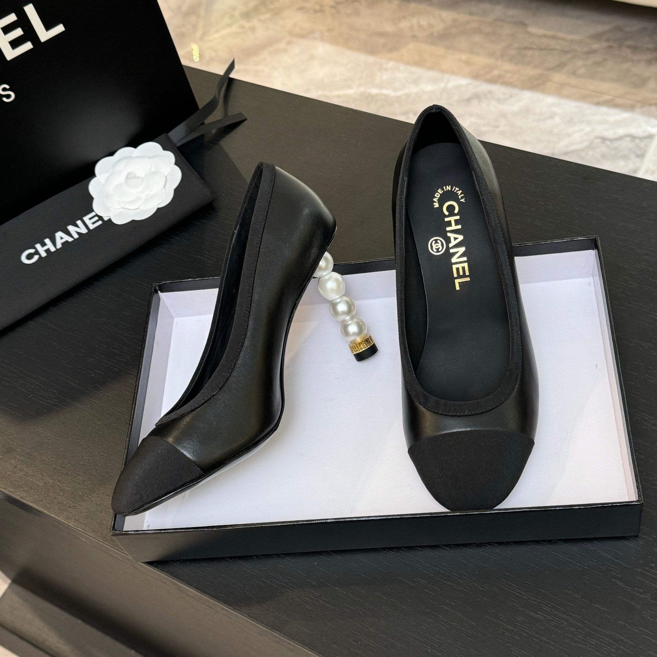Chanel Women's Elegant Pearl Heel Pumps Classic Pointed Toe High Heels 3 a1745832430836 6738