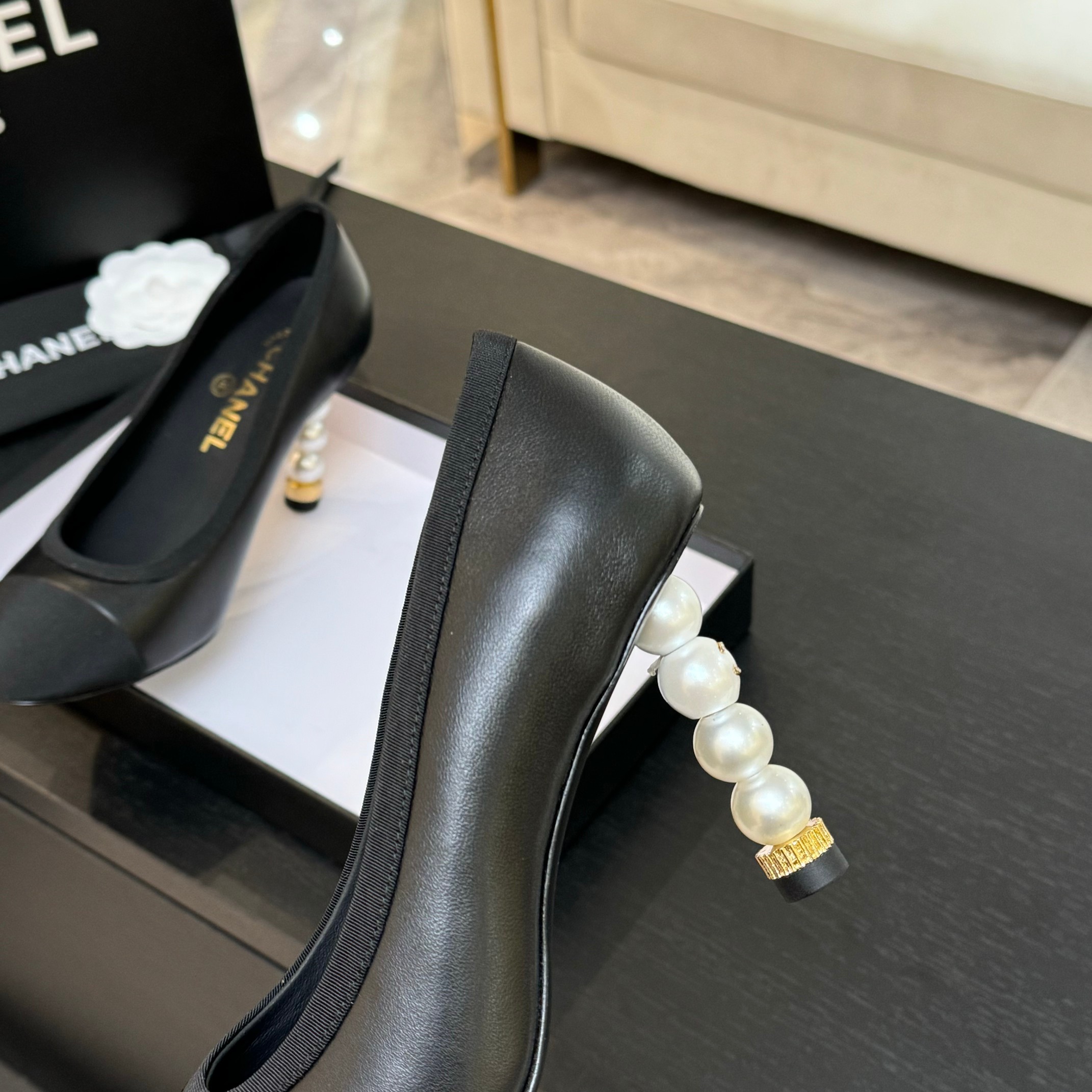Chanel Women's Elegant Pearl Heel Pumps Classic Pointed Toe High Heels 10 a1745832448491 6727