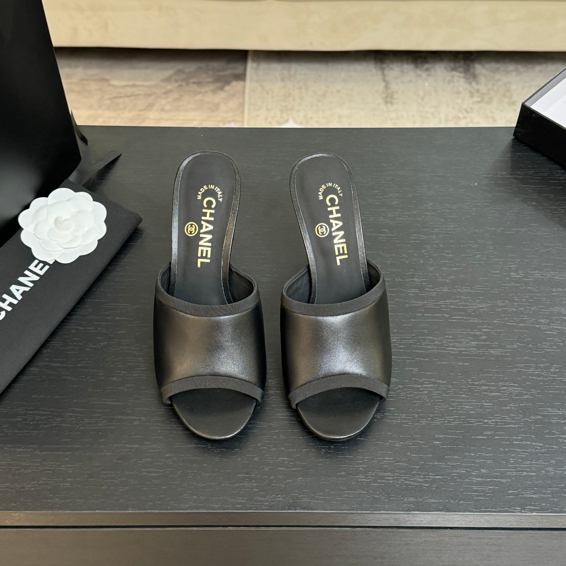 Chanel Women's Pearl Heel Leather Mules Open-Toe Sandals 3 a1745832576702 8746