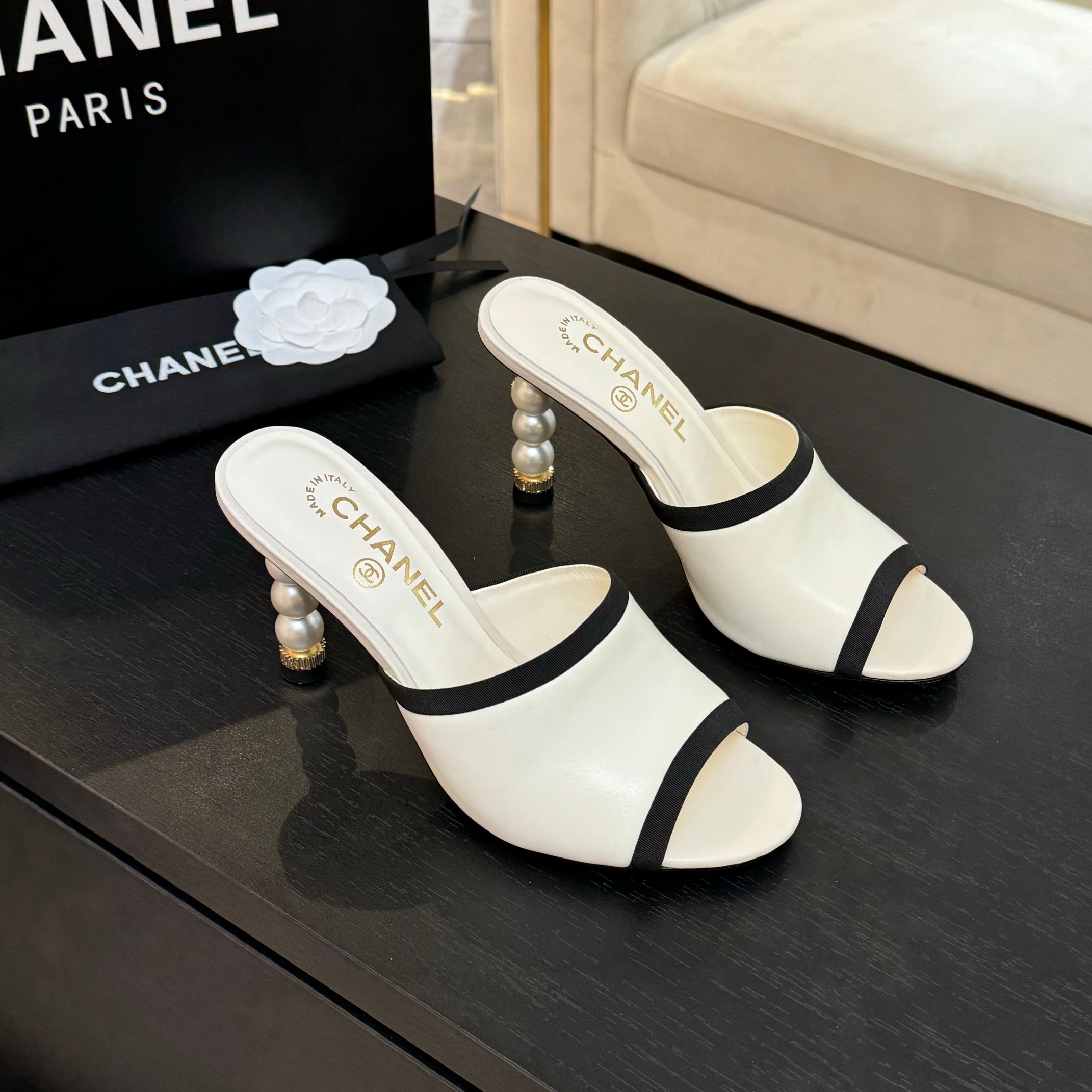 Chanel Pearl Heel Mules - Classic & Versatile High Heel Sandals 1 Chanel Pearl Heel Mules - Classic & Versatile High Heel Sandals