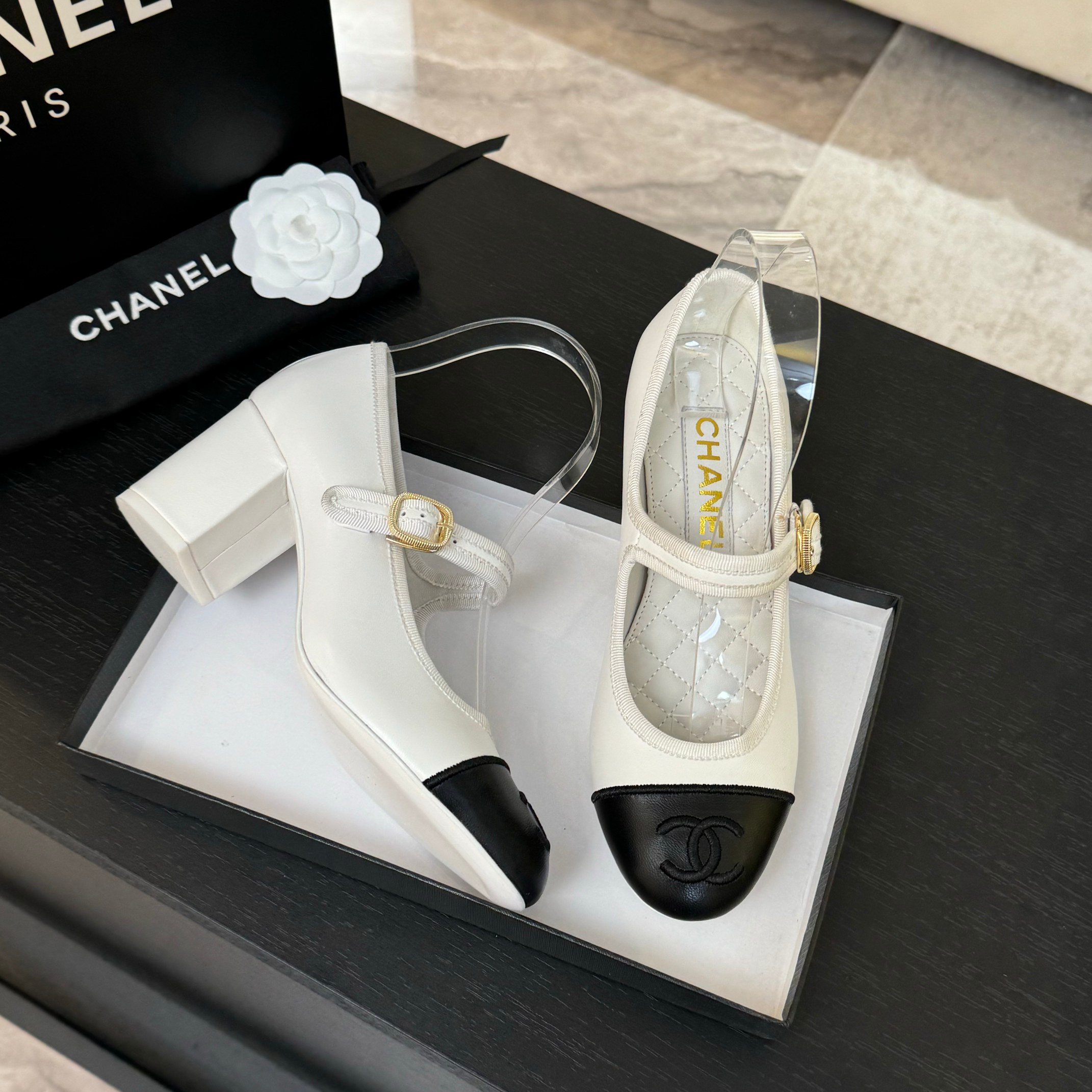Chanel Mary Jane Ballet Pumps - Lambskin & Satin, Runway Inspired 6 a1746512105756 0616