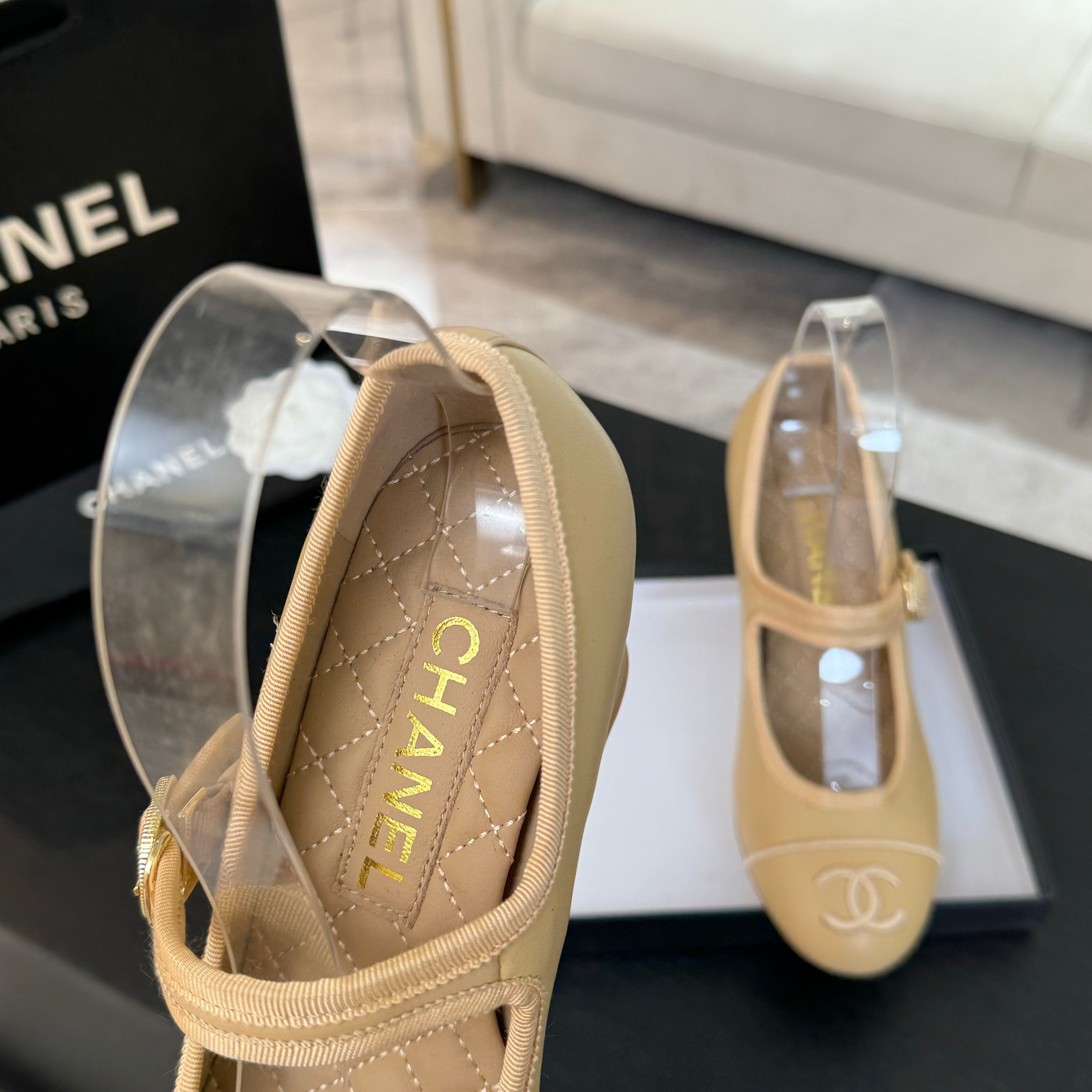 Chanel-Inspired Mary Jane Ballet Pumps - Lambskin & Satin, Leather Sole 5 a1746512148762 7318