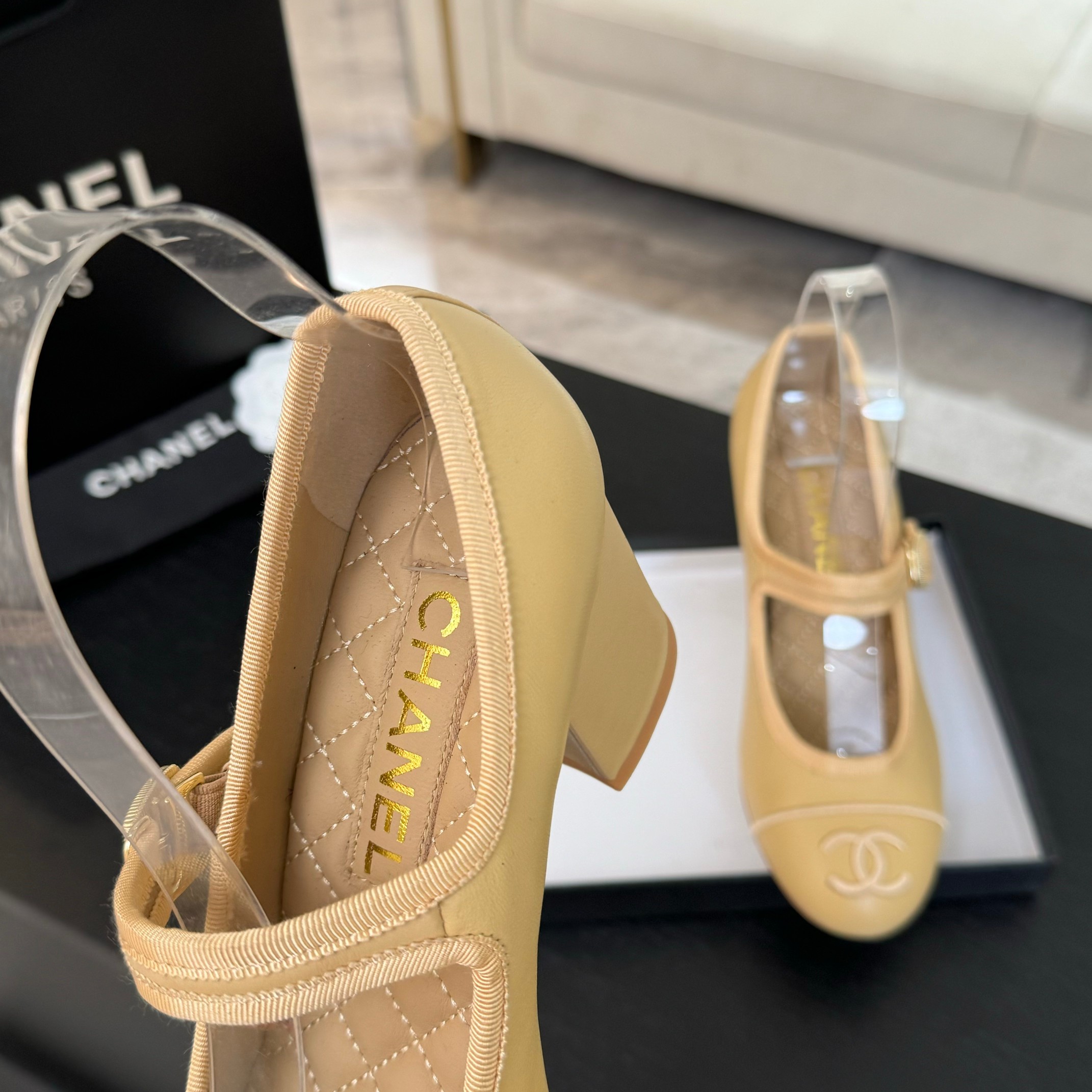 Chanel-Inspired Mary Jane Ballet Pumps - Lambskin & Satin, Leather Sole 4 a1746512148827 0837