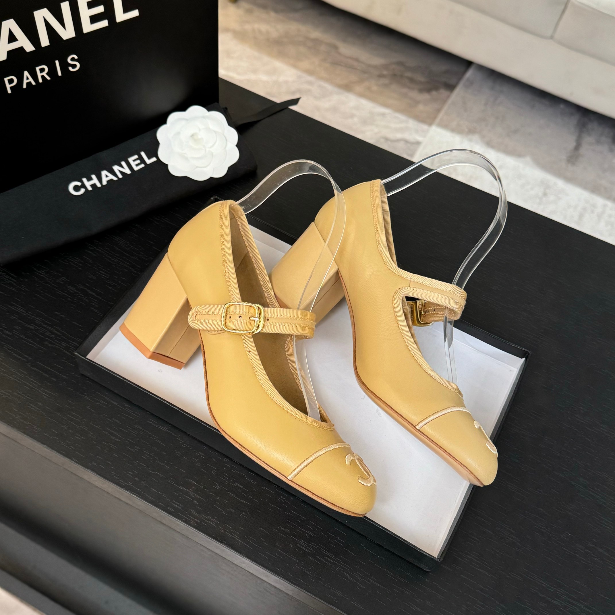 Chanel-Inspired Mary Jane Ballet Pumps - Lambskin & Satin, Leather Sole 9 a1746512150603 1634