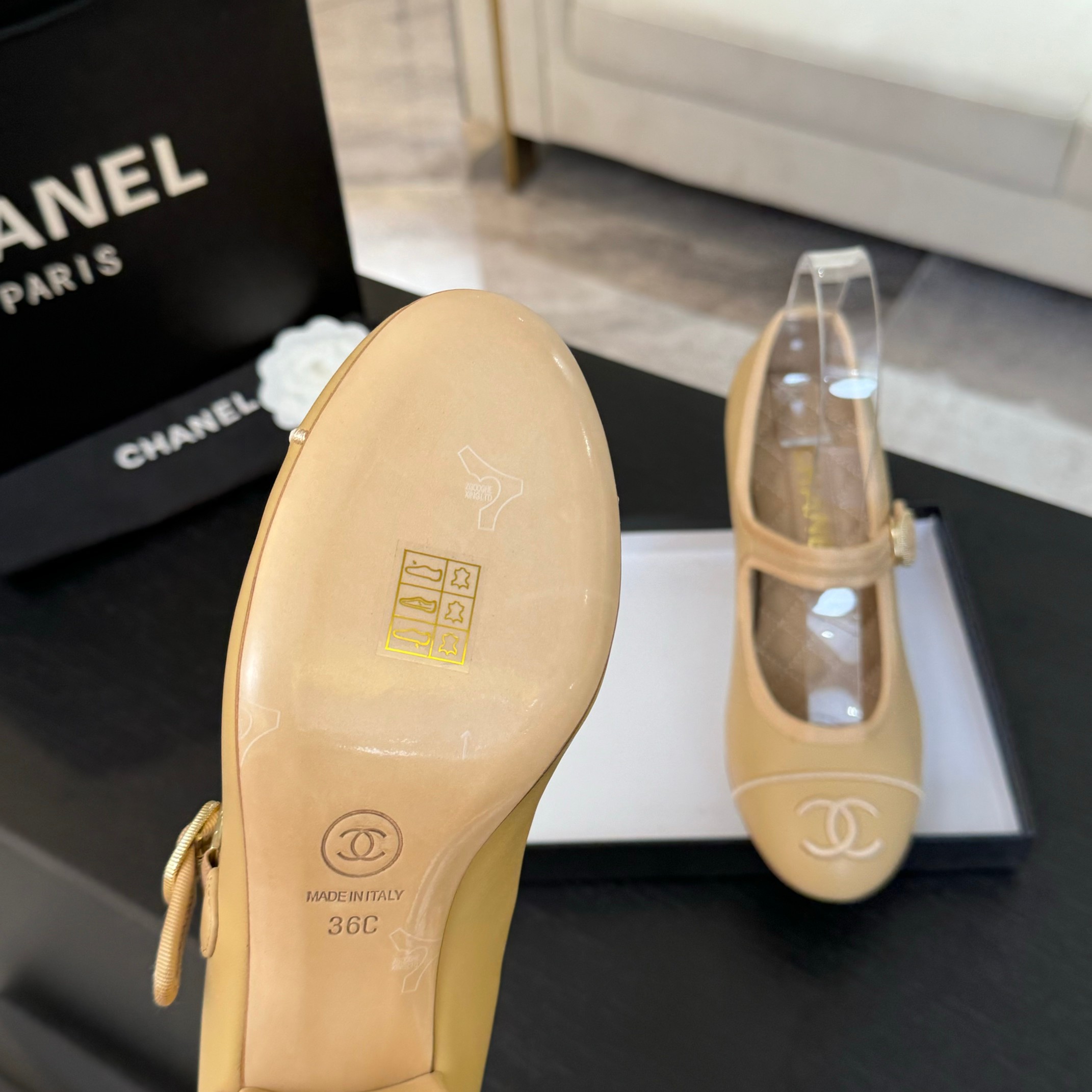 Chanel-Inspired Mary Jane Ballet Pumps - Lambskin & Satin, Leather Sole 10 a1746512150605 8173