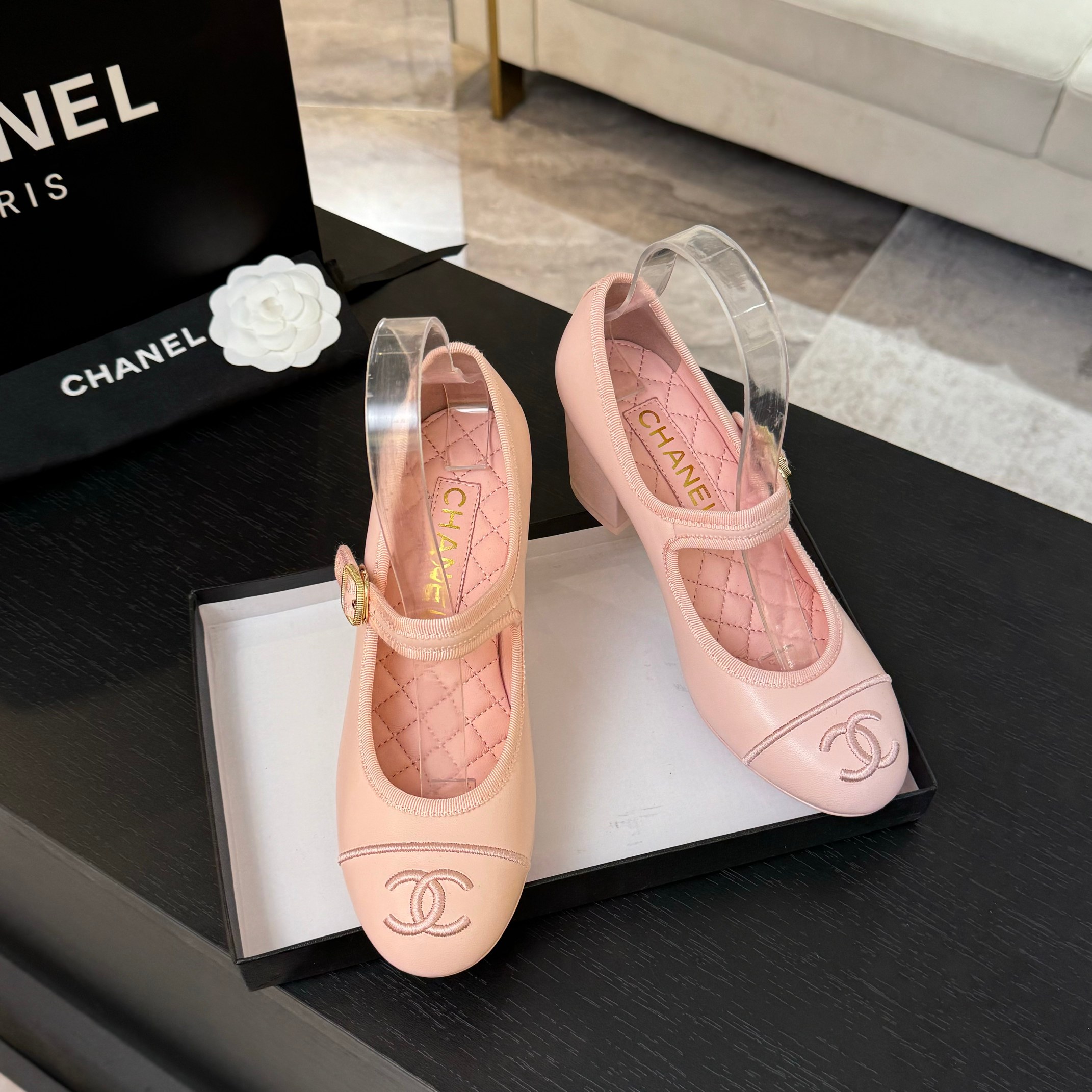Chanel Inspired Mary Jane Ballet Flats Lambskin & Satin Show Collection 6 a1746512166272 0425
