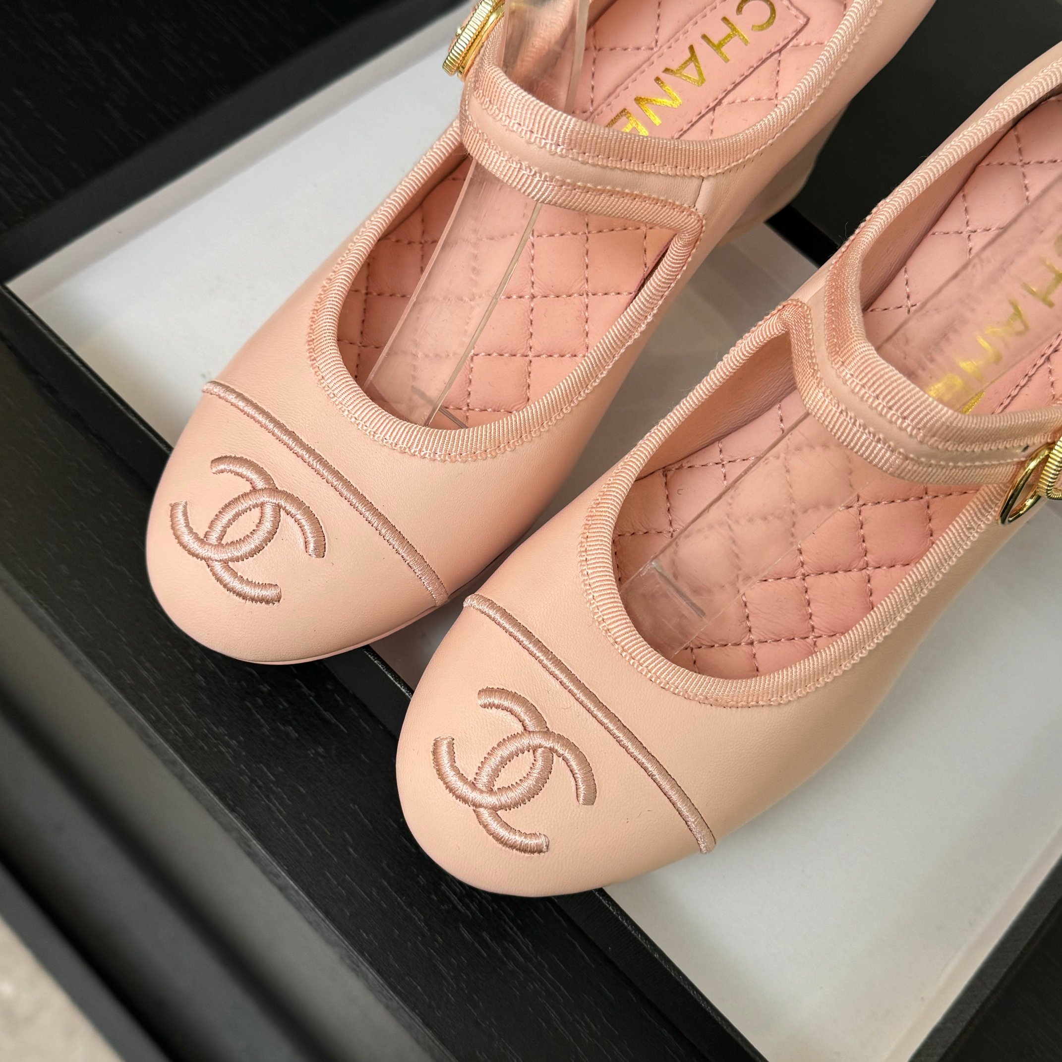 Chanel Inspired Mary Jane Ballet Flats Lambskin & Satin Show Collection 4 a1746512166393 7107