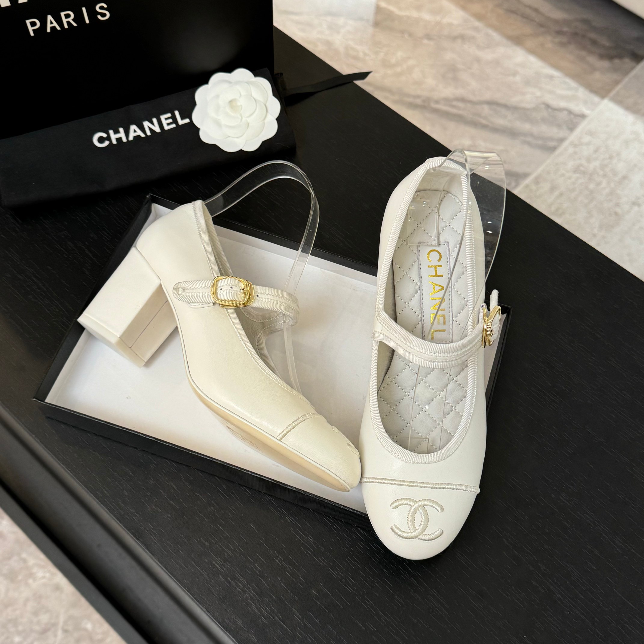 Chanel Inspired Mary Jane Ballet Pumps - Lambskin & Satin 5 a1746512195421 7854
