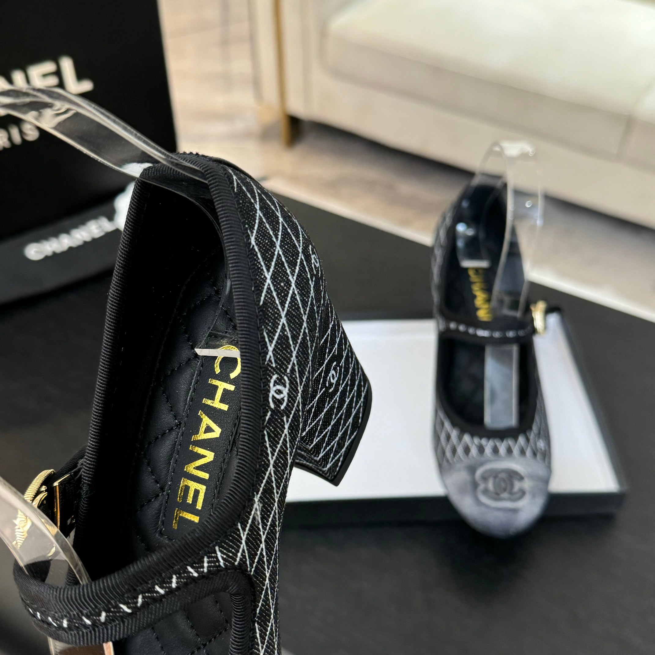 Chanel Women's Mary Jane Heeled Ballet Shoes Lambskin & Satin 6 a1746512227261 7307