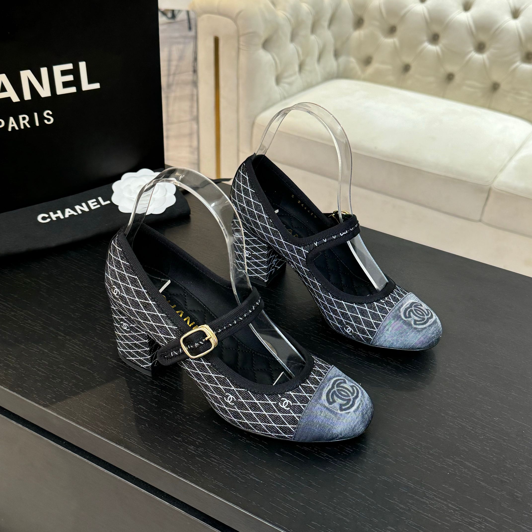 Chanel Women's Mary Jane Heeled Ballet Shoes Lambskin & Satin 2 a1746512227434 8242