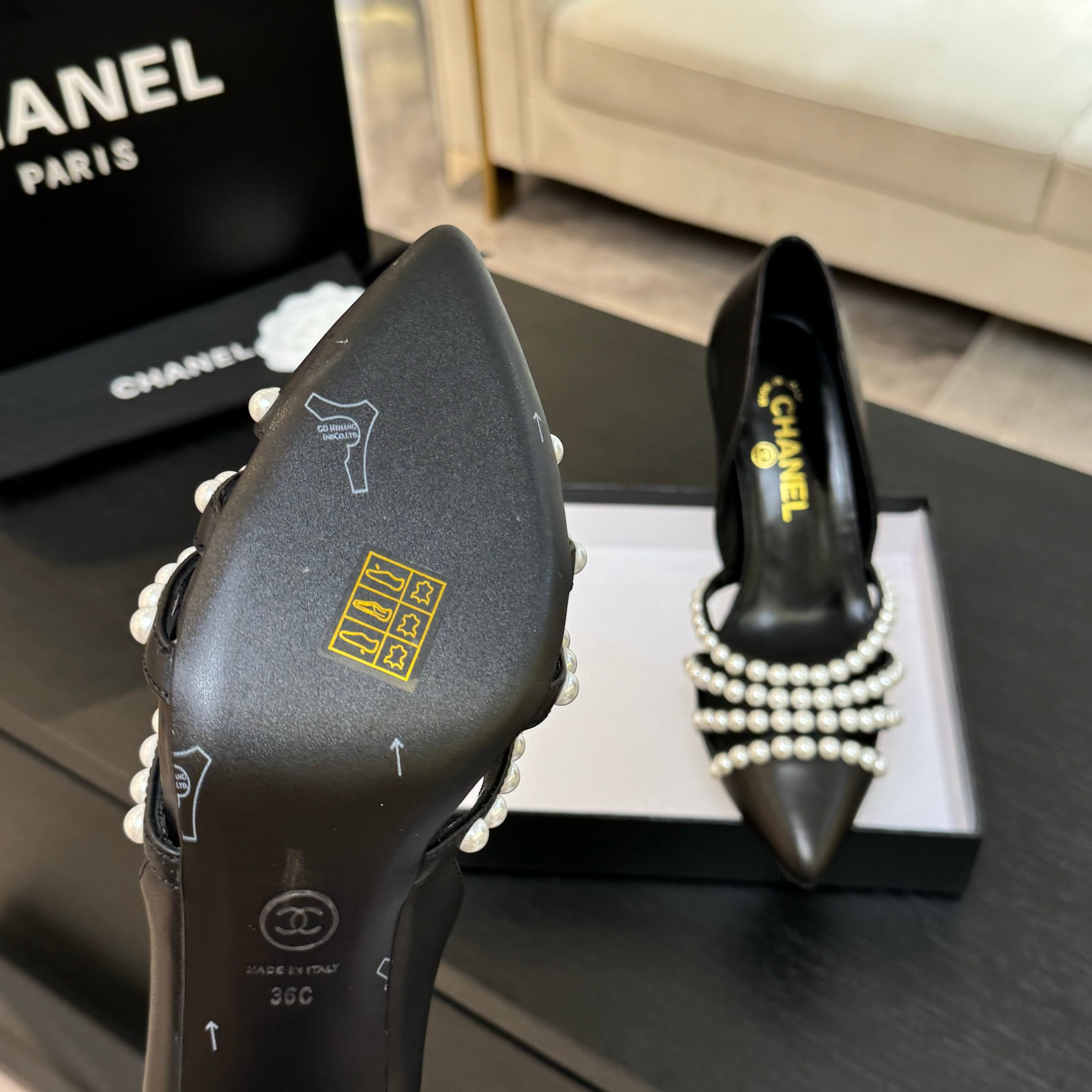 Chanel 25P Spring/Summer Pearl Heel High Heel Slippers - Elegant & Chic 4 a1746608156376 7487