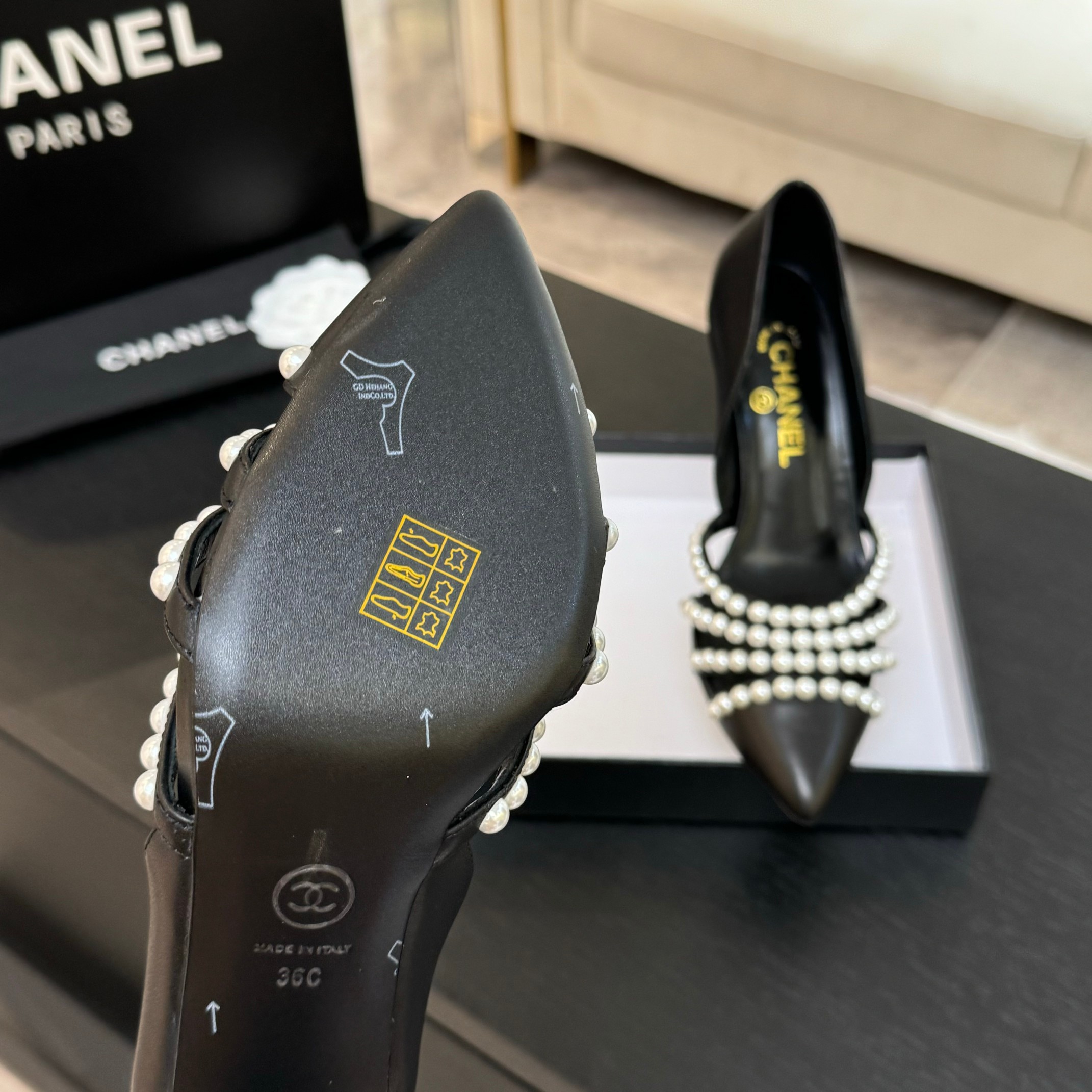 Chanel 25P Spring/Summer Pearl Heel High Heel Slippers - Elegant & Chic 5 a1746608156390 7387