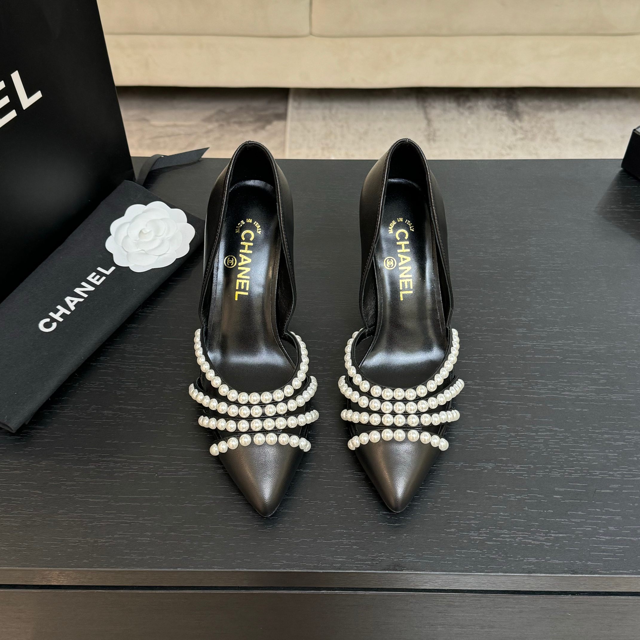 Chanel 25P Spring/Summer Pearl Heel High Heel Slippers - Elegant & Chic 3 a1746608156634 4018