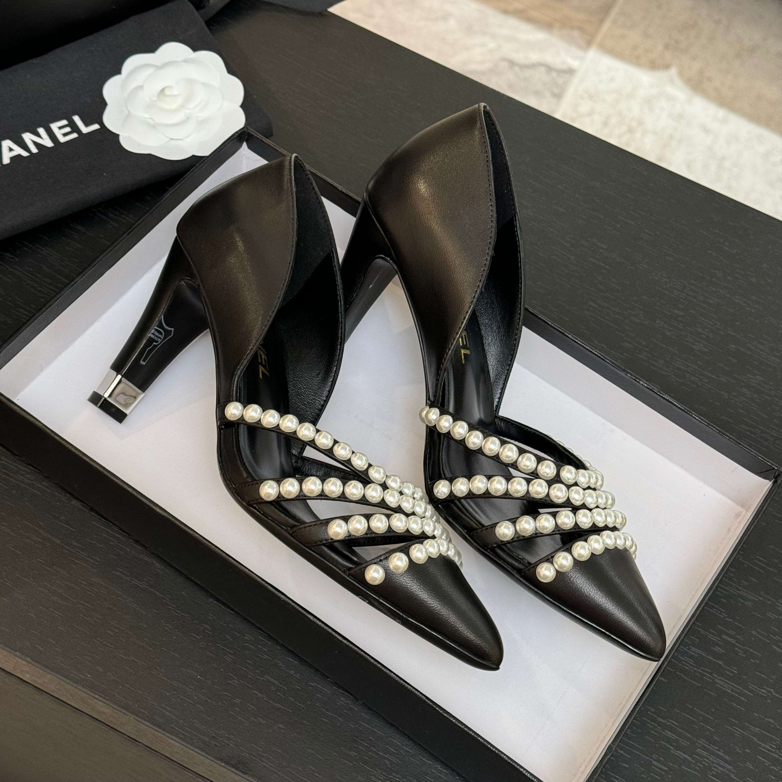 Chanel 25P Spring/Summer Pearl Heel High Heel Slippers - Elegant & Chic 10 a1746608160170 5772