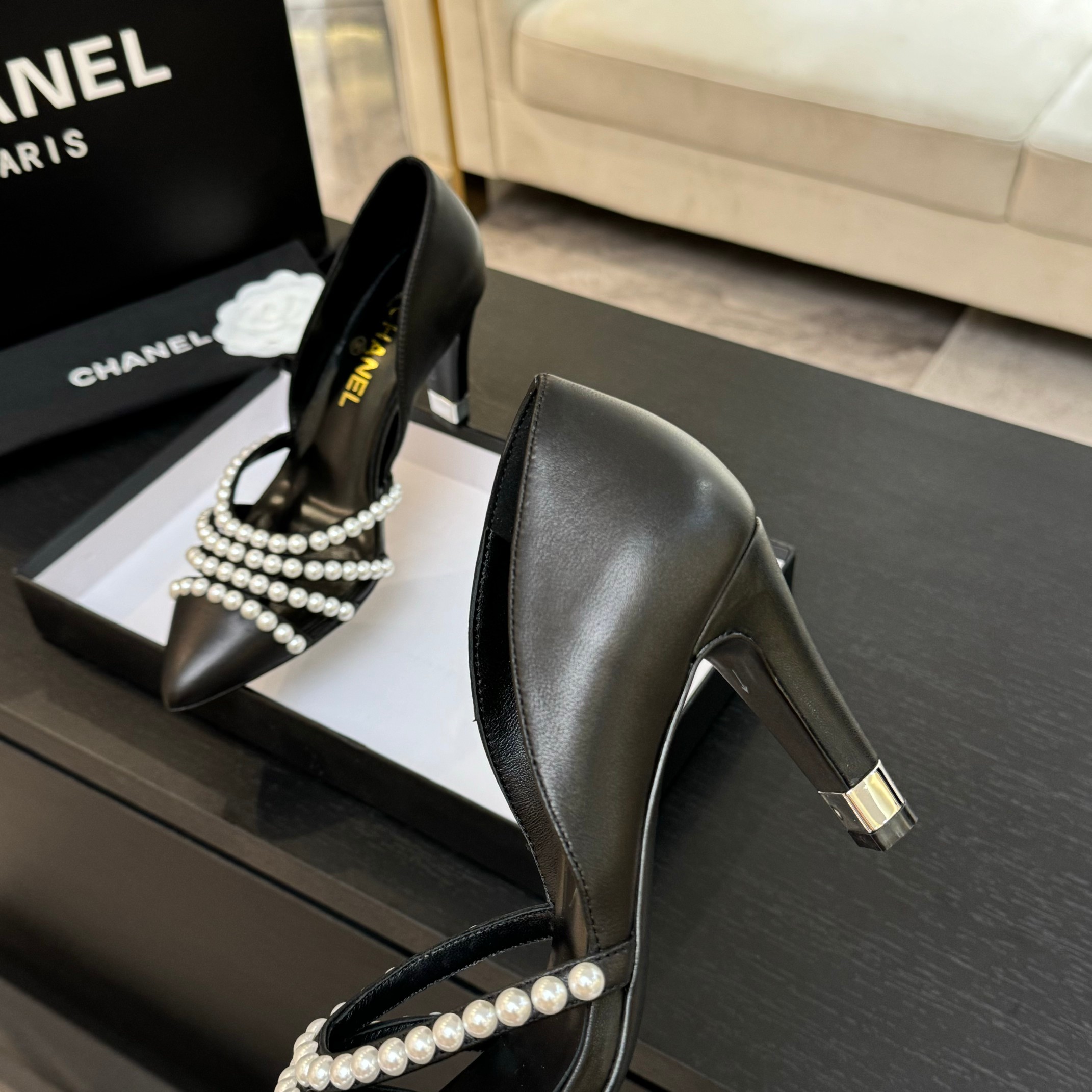 Chanel 25P Spring/Summer Pearl Heel High Heel Slippers - Elegant & Chic 7 a1746608161541 6807